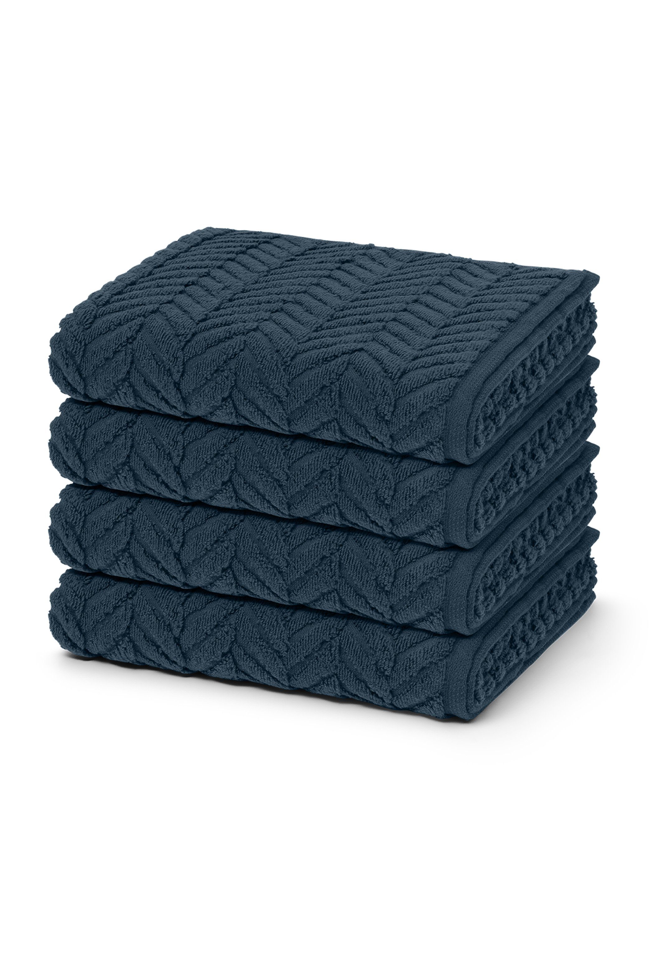 Nachtblau Set Baumwolle Sensual Handtuch - 4 X (Spar-Set, - 4-tlg), ROSS Schnelltrocknend im Handtuch Set Walkfrottee, Skin,