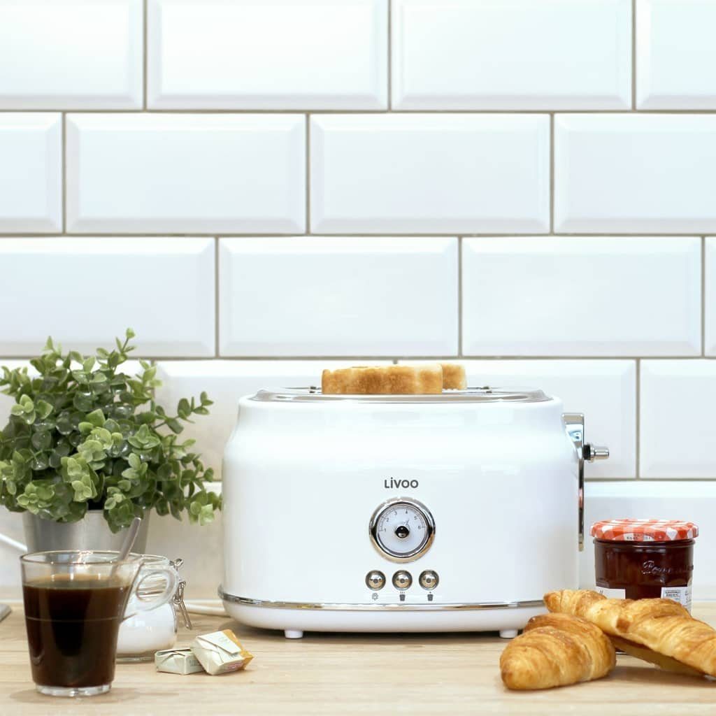 Schlitzen Weiß Toaster Toaster 2 LIVOO mit Retro