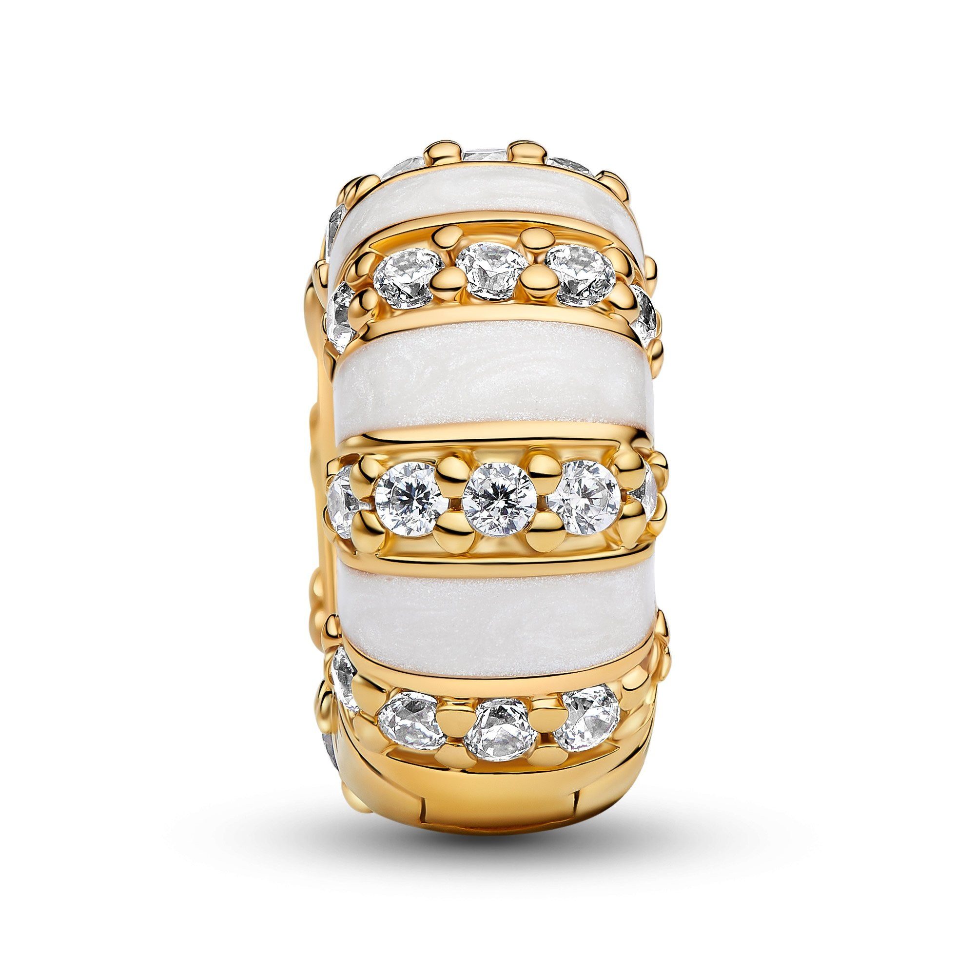 Pandora Runder Anhänger Clip-Charm Steine und Emaille Goldfarben