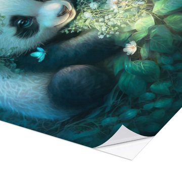 Posterlounge Wandfolie Dolphins DreamDesign, Baby Panda Bär im Zauberwald, Babyzimmer Digitale Kunst