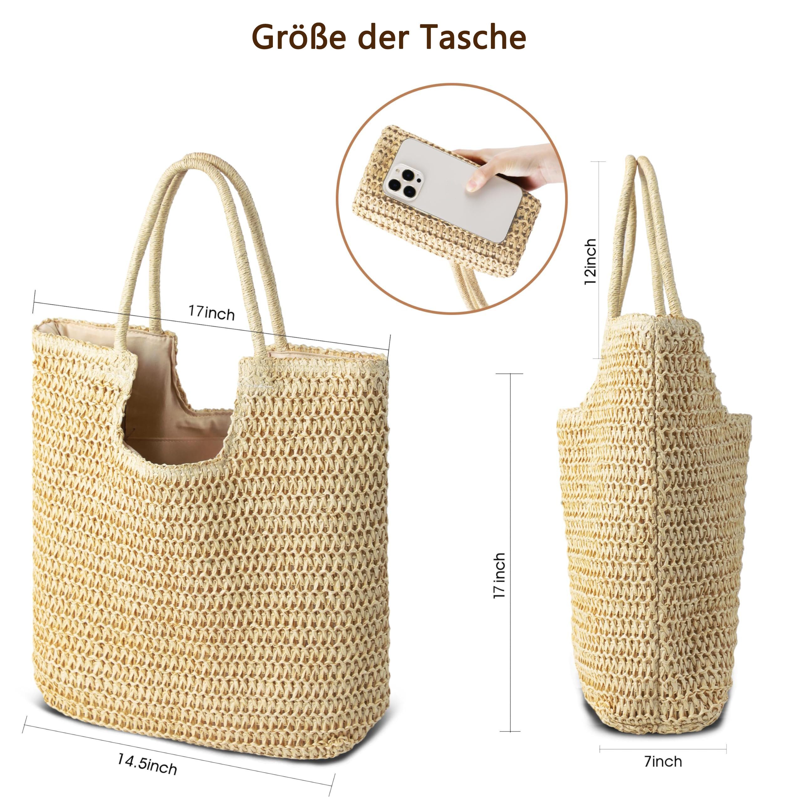 Coonoor Strandtasche Groß Strandtasche mit Reißverschluss Sanddicht (1-tlg), Handtasche Umhängetasche Damen