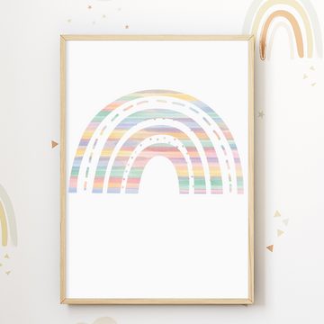 Tigerlino Poster Boho Regenbogen Sonne Wolke 3er Set Wandbilder Kinderzimmer Deko