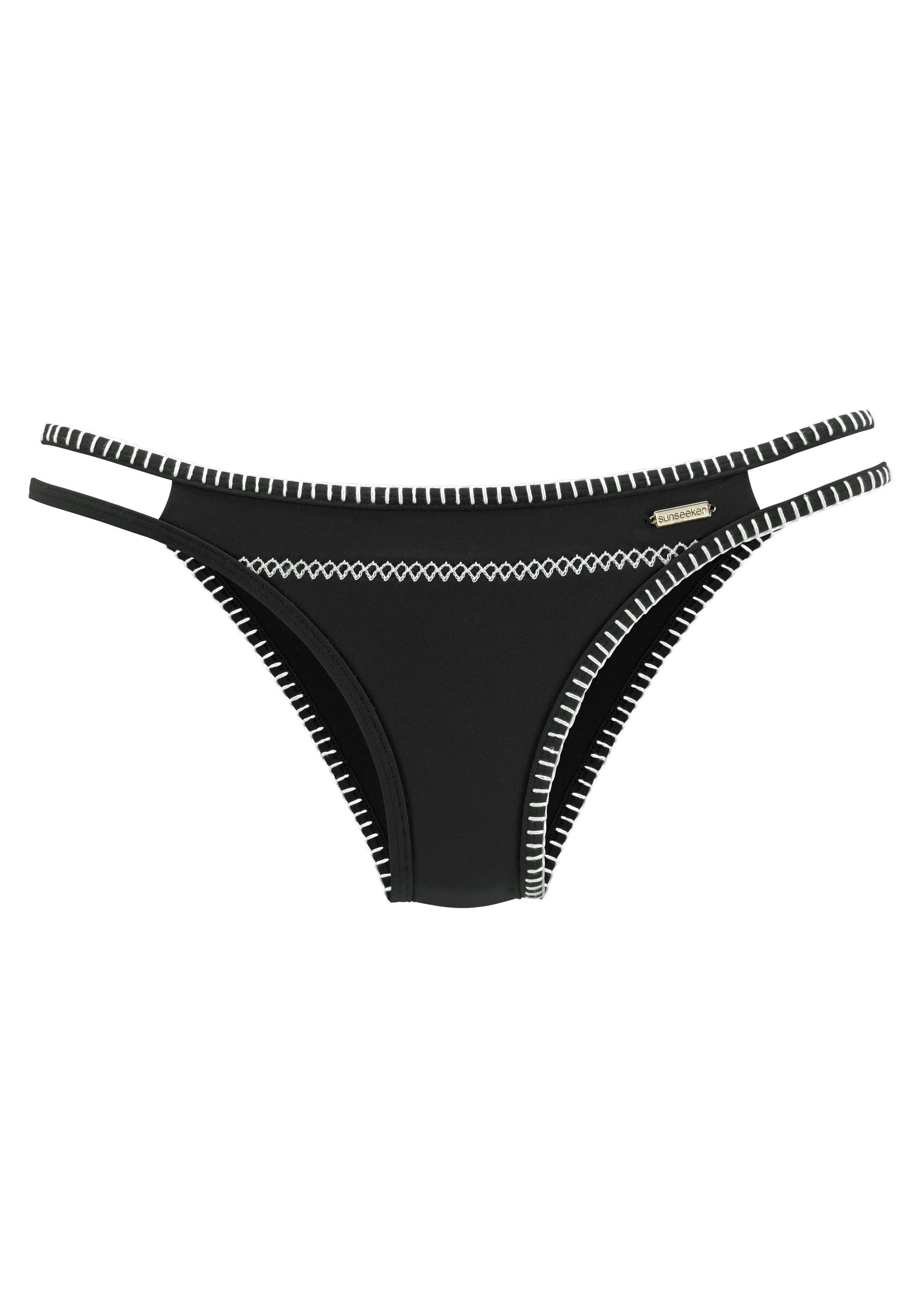 Sunseeker Bikini-Hose Dainty in knapper und Häkelkante Brasilien-Form schwarz mit