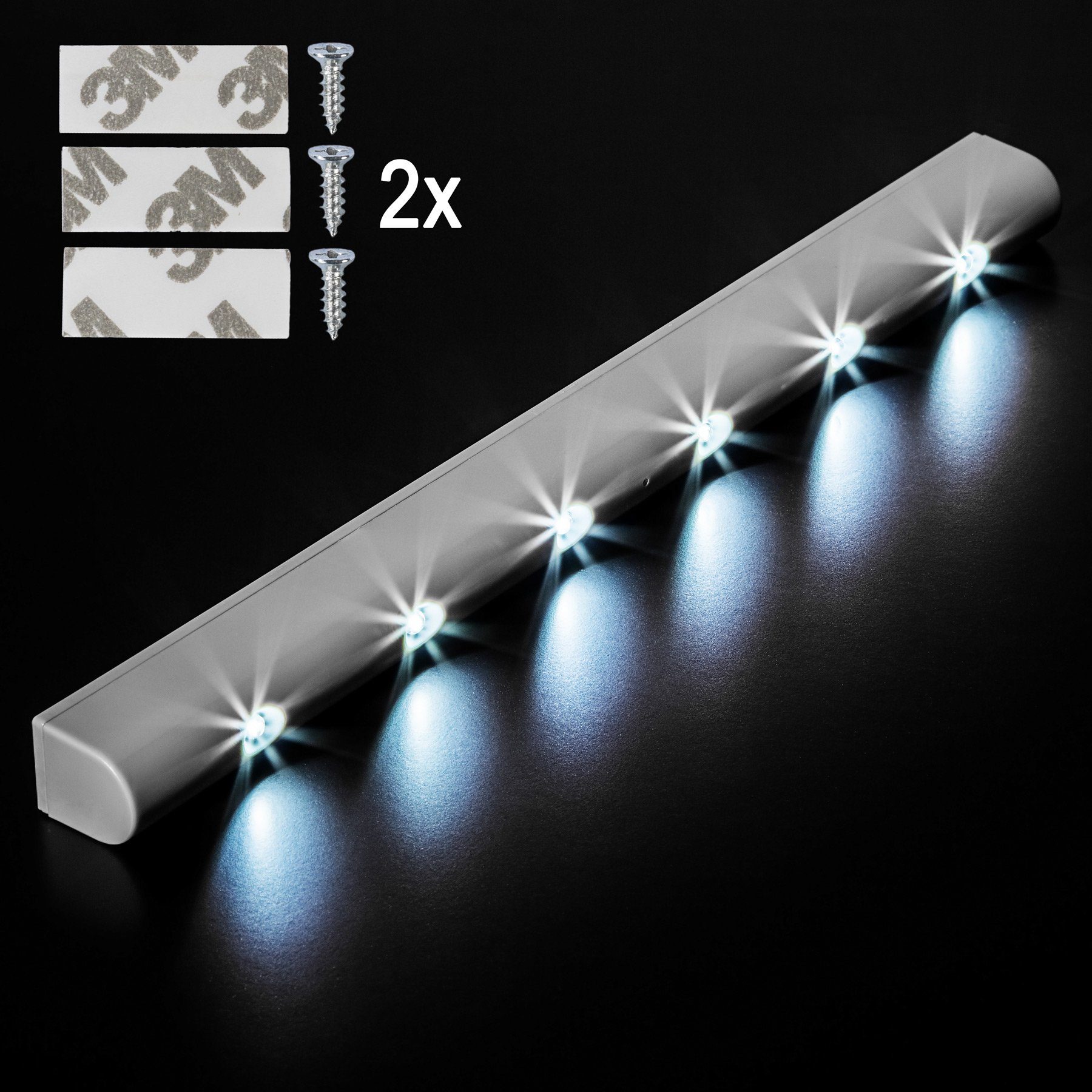 tectake LED Lichtleiste 2 LED-Lichtleisten Bewegungsmelder, Bewegungsmelder, mit Weiß LED