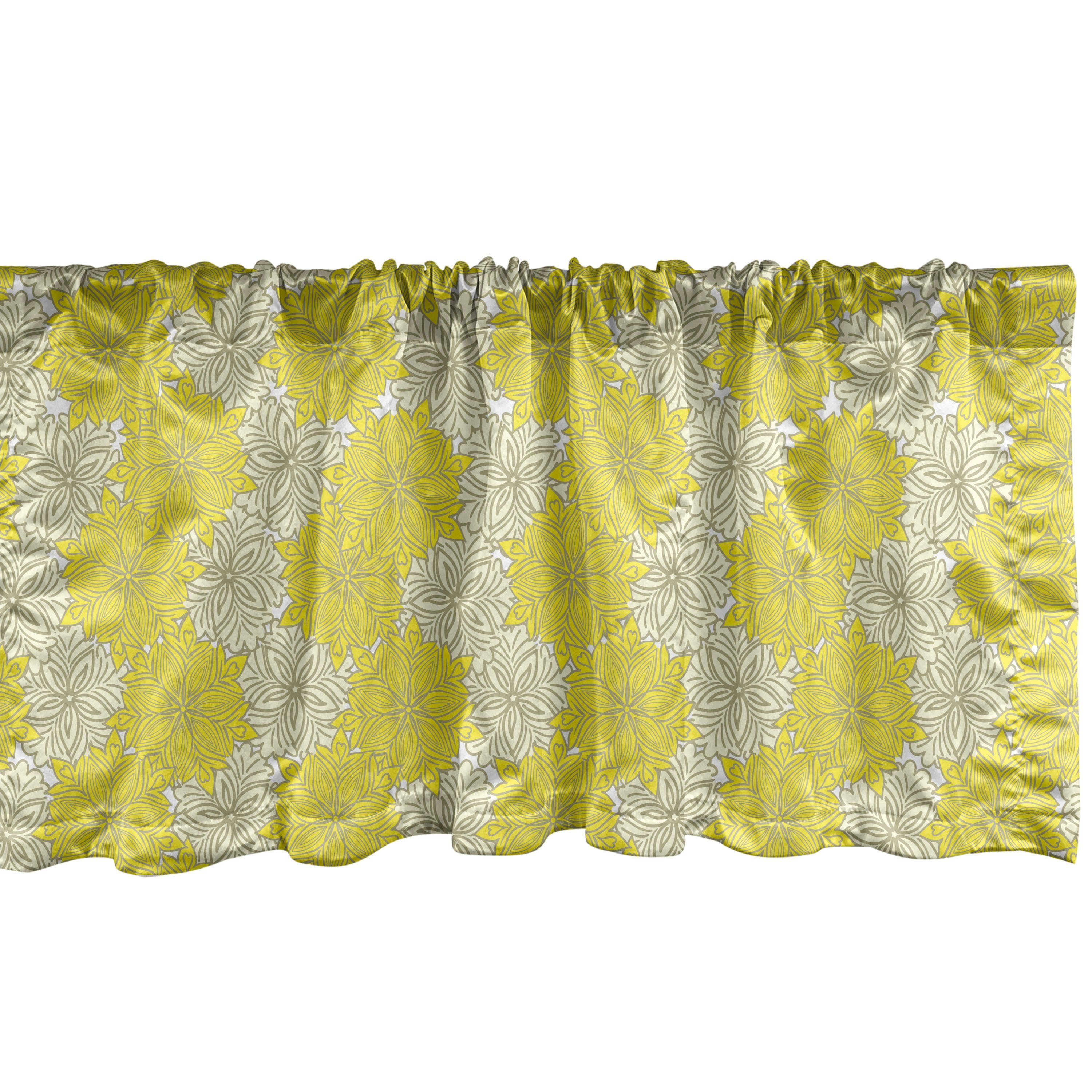 Garten-Kunst Stangentasche, Abakuhaus, Küche Volant Vorhang mit Blume Scheibengardine Gelbe Dekor Microfaser, für Schlafzimmer Frische