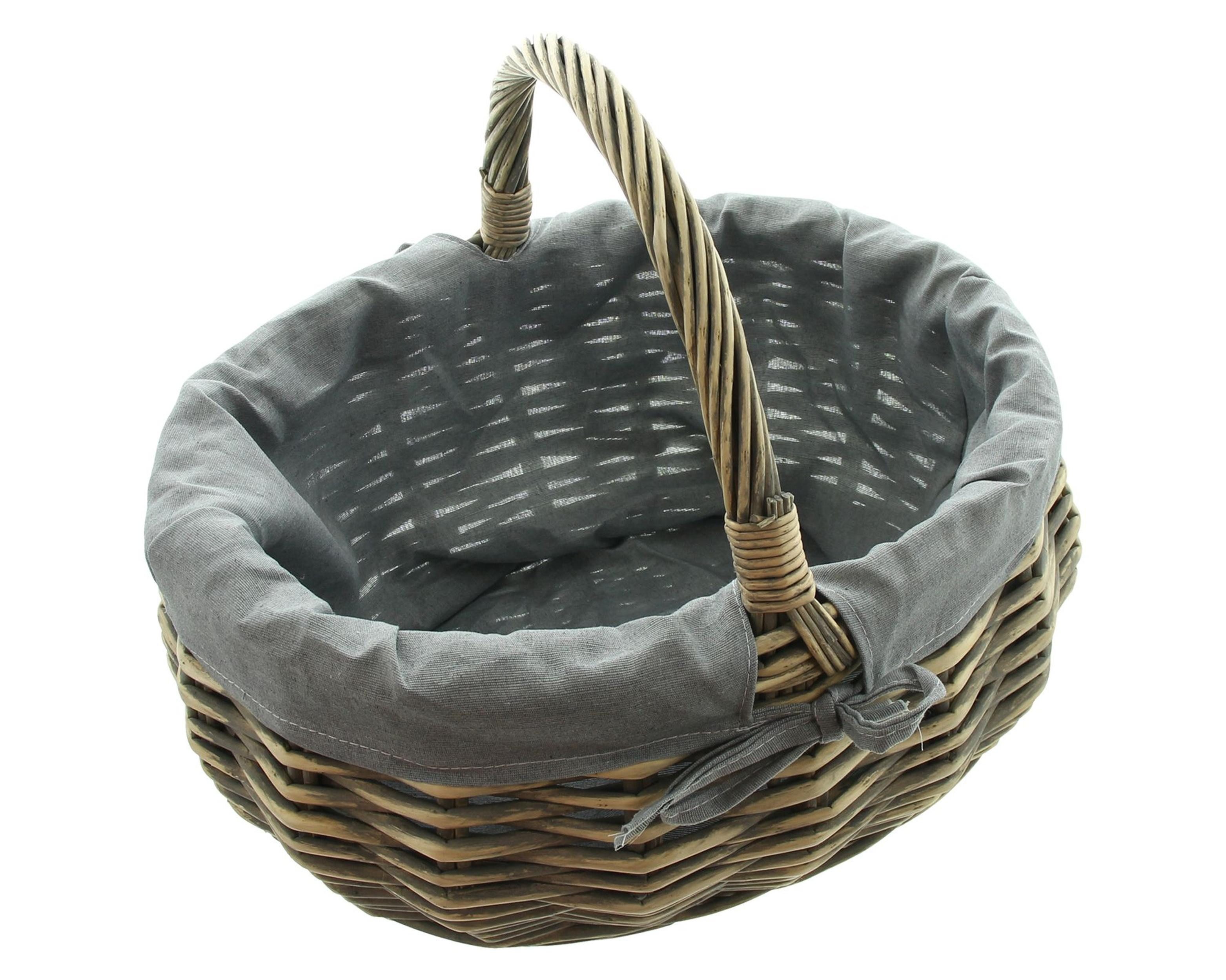Frank Flechtwaren Allzweckkorb Einkaufskorb Shabby Weide grau Stoffbezug – Weidenkorb