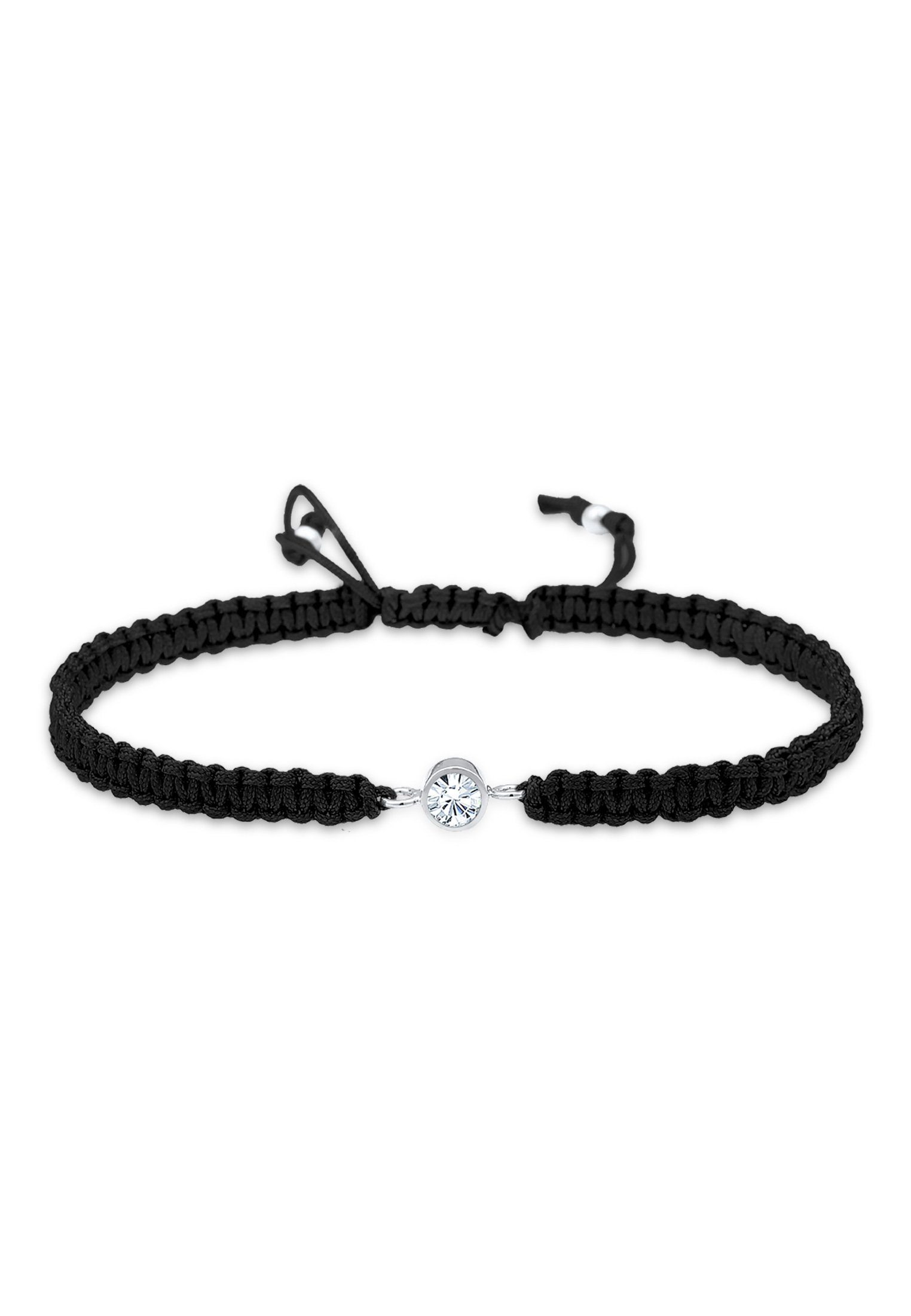 Armband 925 Silber Schwarz Kristalle Elli Solitär Knoten