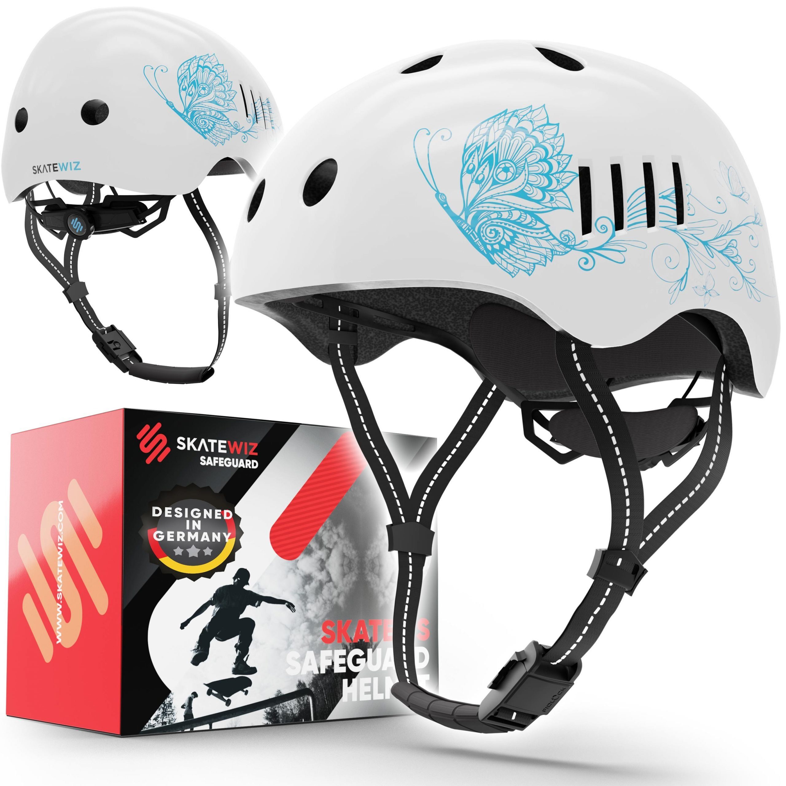 SKATEWIZ Fahrradhelm Kinder ab 6 Jahre Helm Kinder Mädchen & Jungen Skaterhelm, Helm Kinder viele Farben für Fahrrad Skateboard und Inline Skates