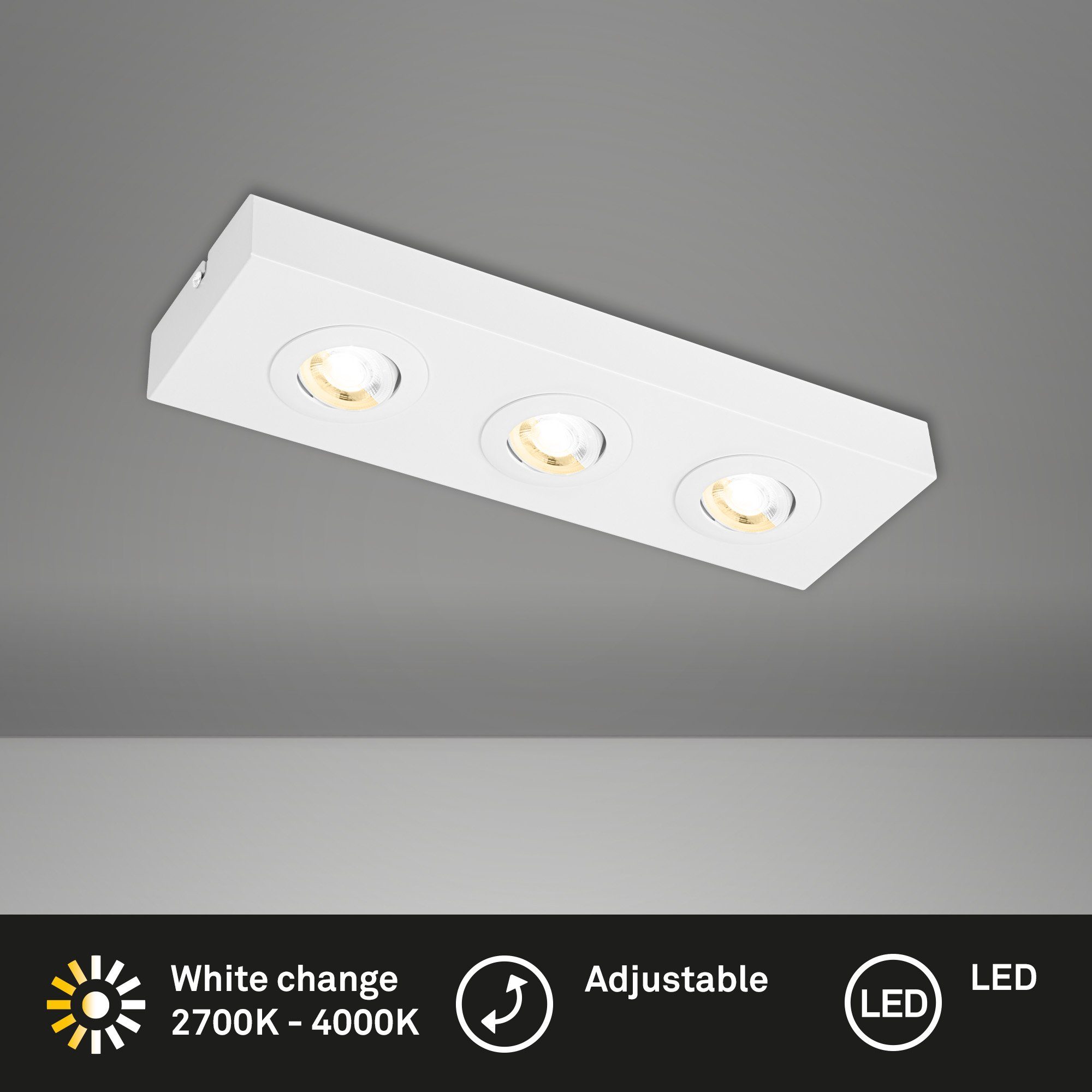 verbaut, LED Deckenleuchte Briloner Leuchten fest Warmweiß 3996036, Neutralweiß,