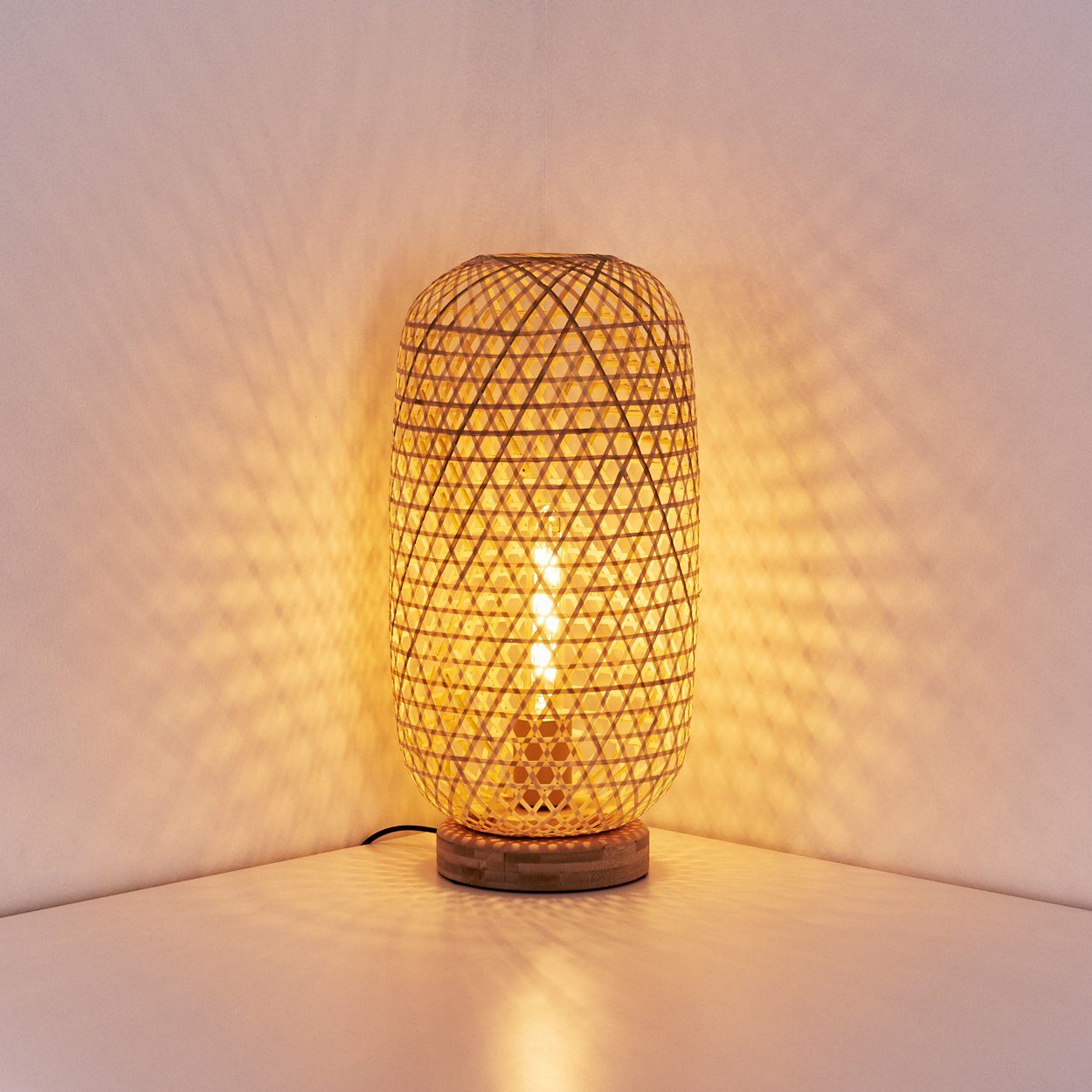Natur, ohne Lichteffekt Leuchtmittel, aus Tischlampe »Bergeggi« in u. 1-flammige Bambus An-/Ausschalter, Tischleuchte E27 hofstein
