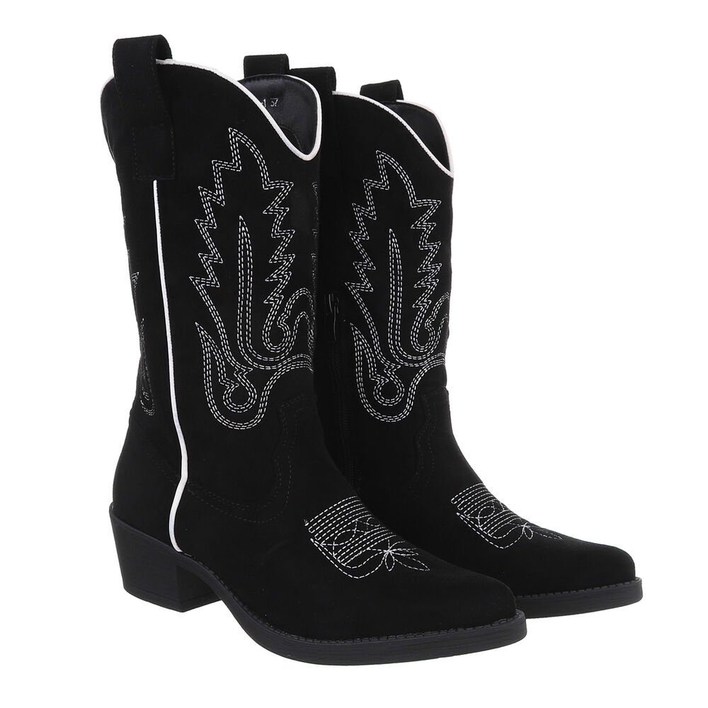 Ital-Design Damen Cowboyboots Western Westernstiefel (85757907) Blockabsatz Western- & Bikerstiefel in Schwarz – Bild 4 von 4