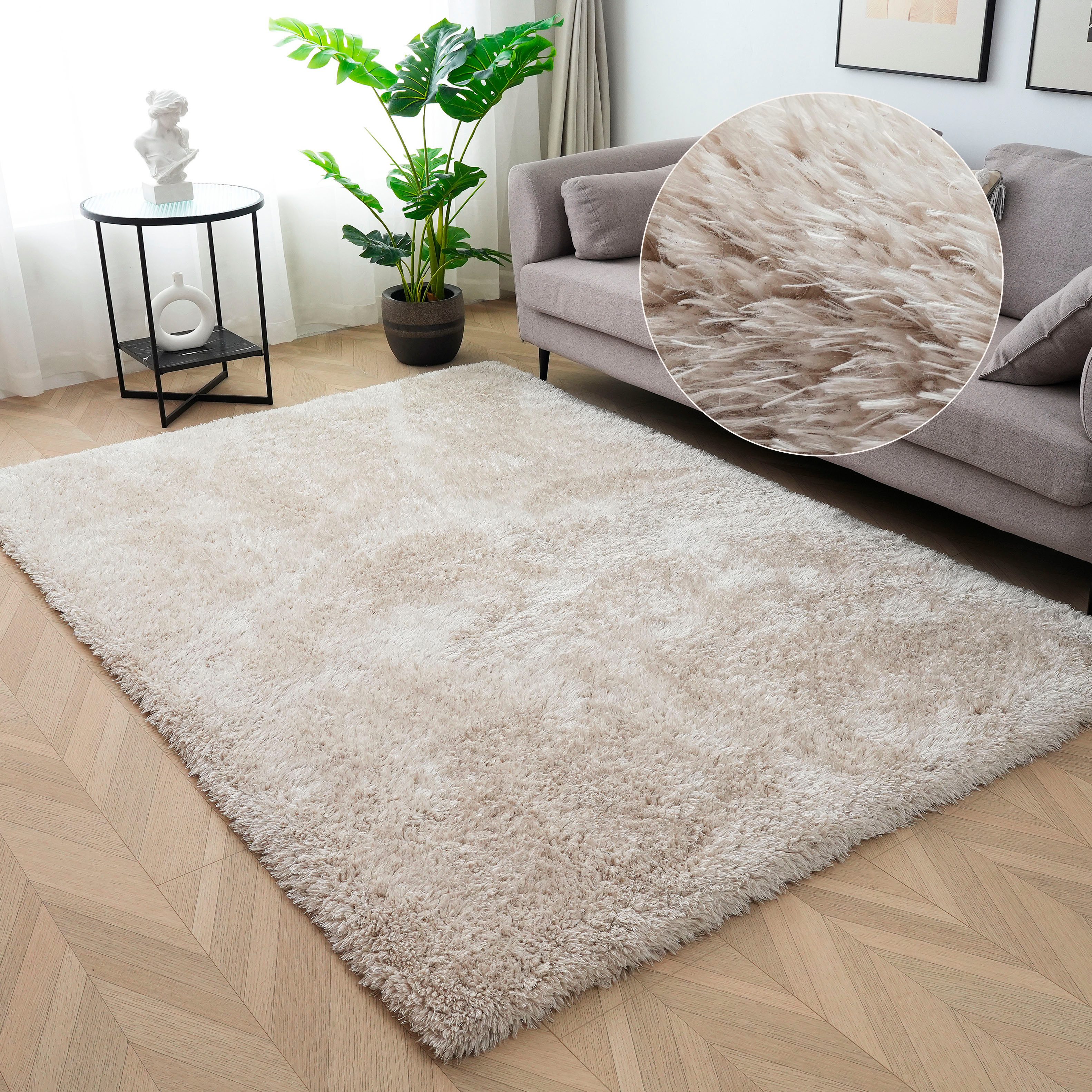 OTTO home Hochflor-Teppich Micro Shaggy, aus weicher Mikrofaser, rechteckig, Höhe: 53 mm, weich, flauschig, Uni-Farben, Wohnzimmer, Schlafzimmer, Kinderzimmer
