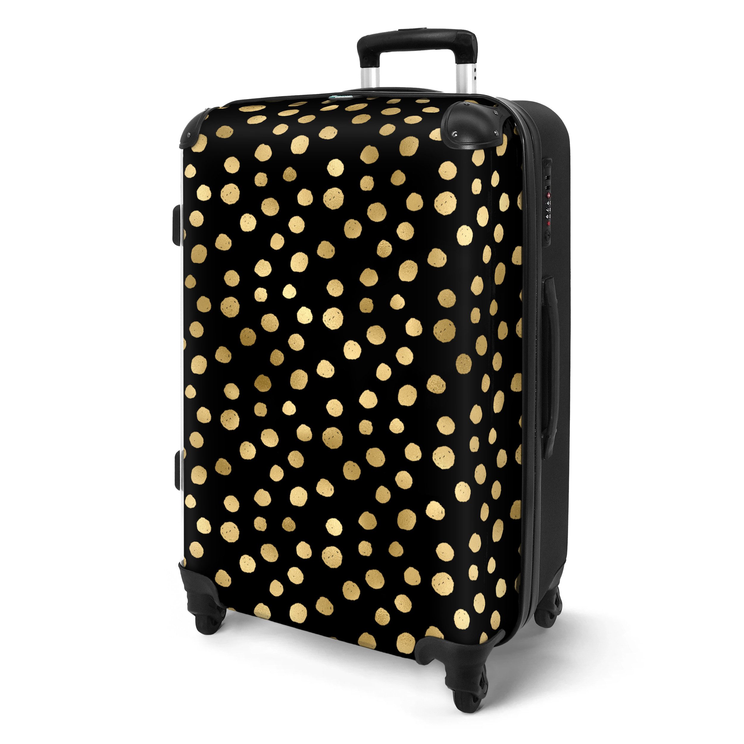 NoBoringSuitcases.com© Hartschalen-Trolley Gold - Tupfen - günstig online kaufen