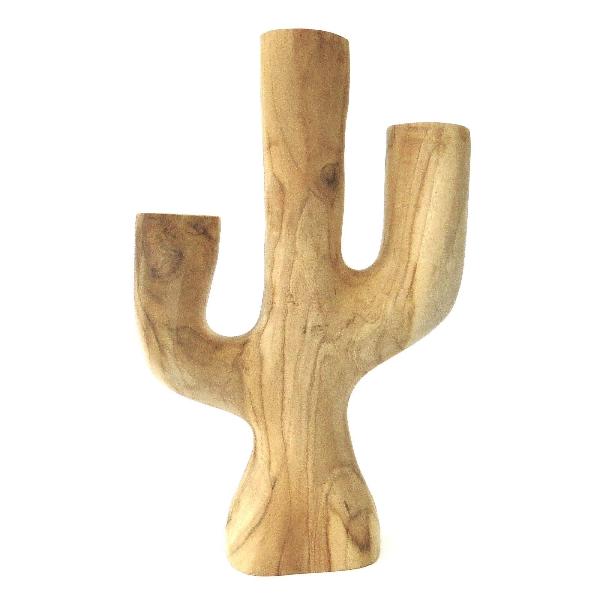 Kerzenständer Kerzenständer Teelichthalter Holz Kaktus Motiv Modern Groß 40 cm