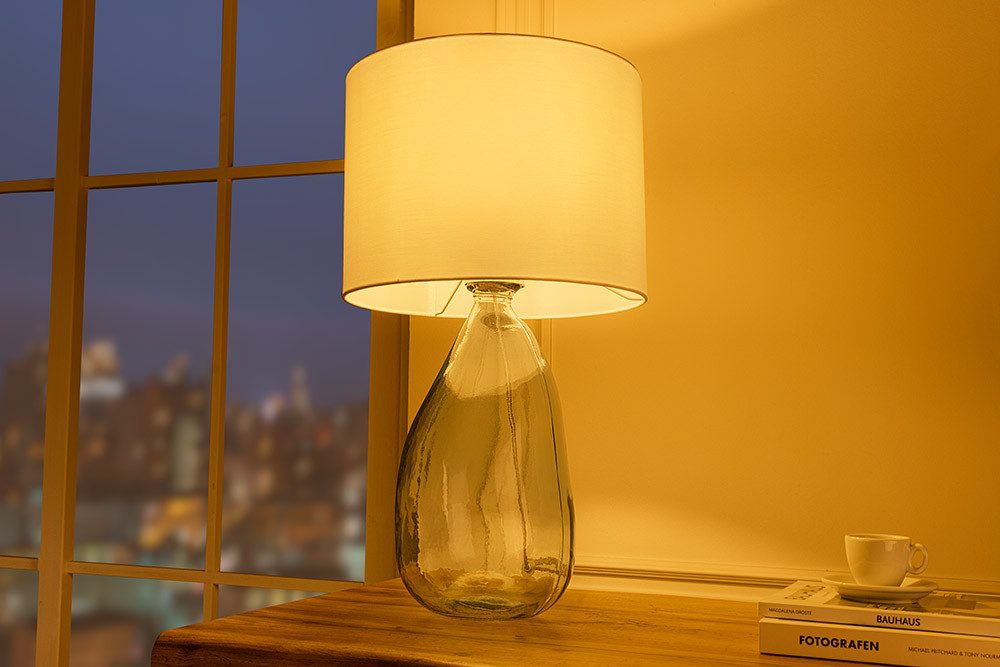 riess-ambiente Tischleuchte CLASSIC 60cm transparent / weiß · Tischleuchte aus Glas mit Schirm, Ein-/Ausschalter, ohne Leuchtmittel, Wohnzimmer · Dekoration · Schlafzimmer · Modern Design