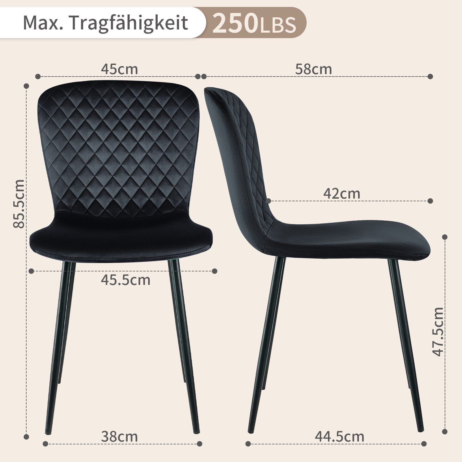 JYMTOM Esszimmerstuhl mit Rücklehne und Beinen günstig online kaufen