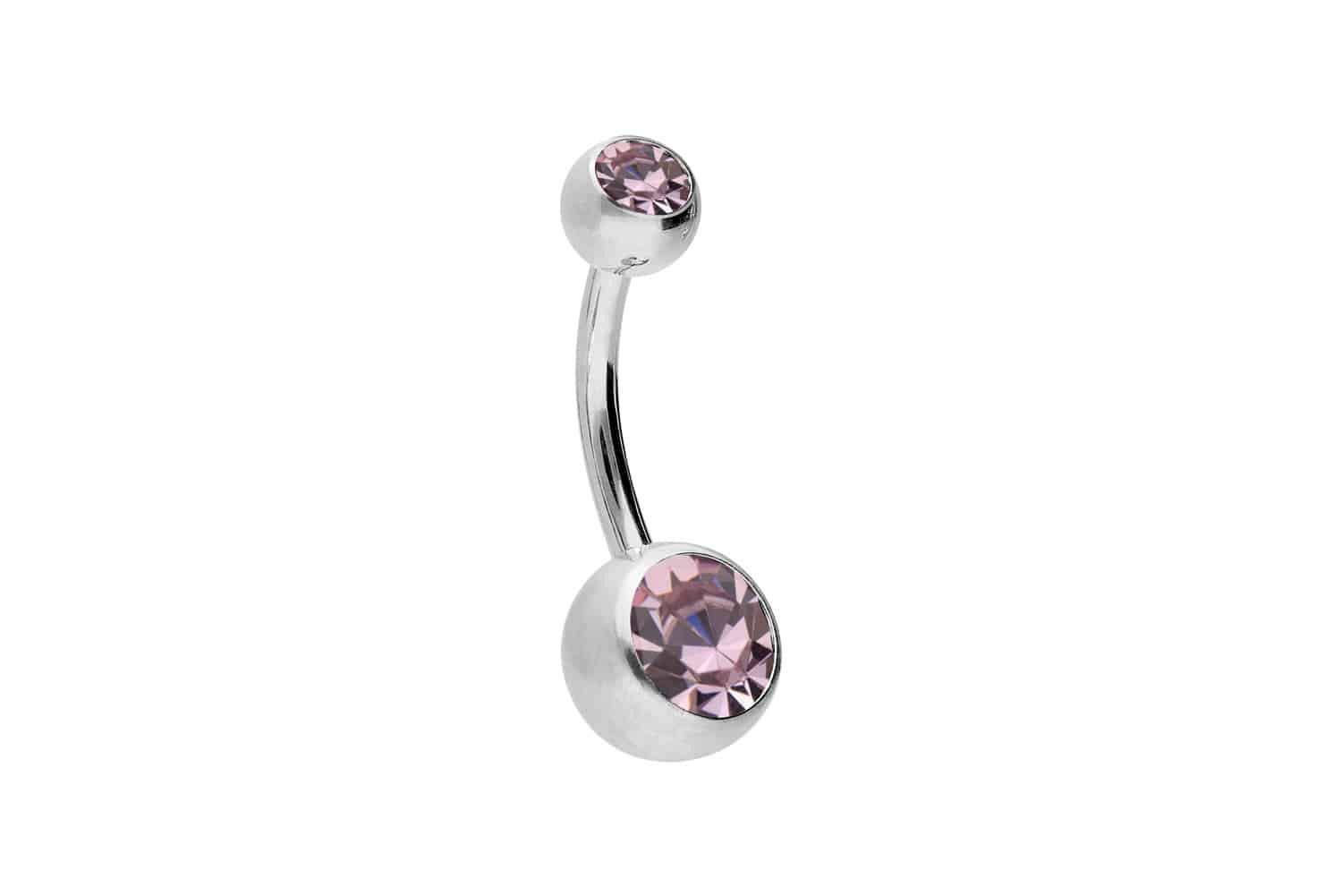 PIERCINGLINE Bauchnabelpiercing Chirurgenstahl Bananabell ZWEI KRISTALLE (Bananabells, 1-tlg)