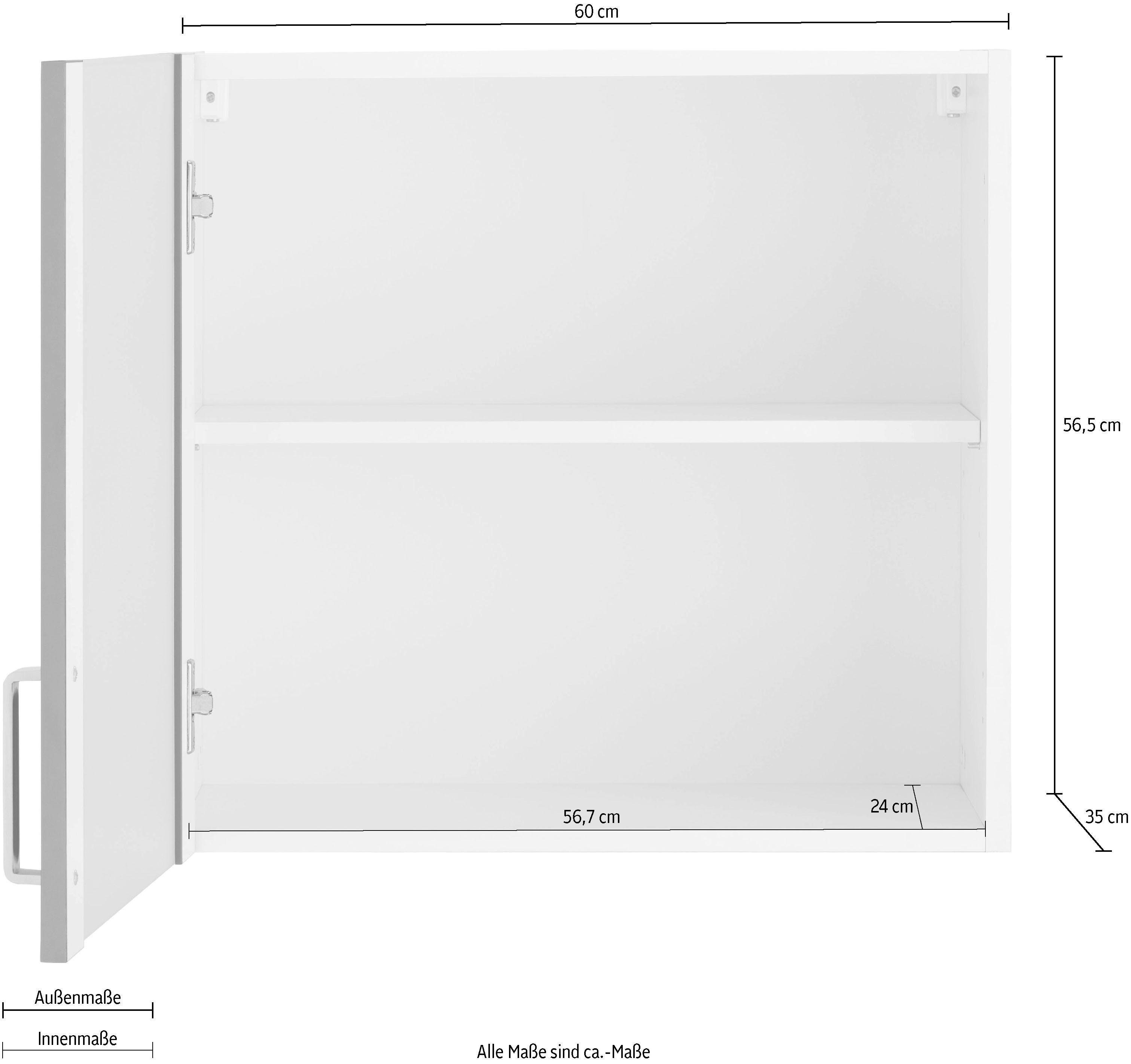 mit Küchen wiho Glashängeschrank Front Husum himmelblau/weiß Glaseinsatz