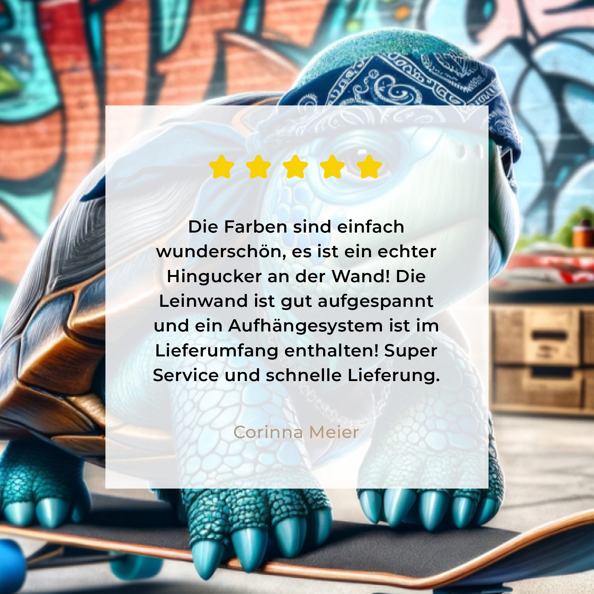 OneMillionCanvasses® Leinwandbild Schildkröte - Graffiti - Skateboard - Jungen, Fotodruck (1 St), Teenager Zimmer Bild, Jugendzimmer Deko, Kinder Wanddeko, 20x3 – Bild 5 von 5