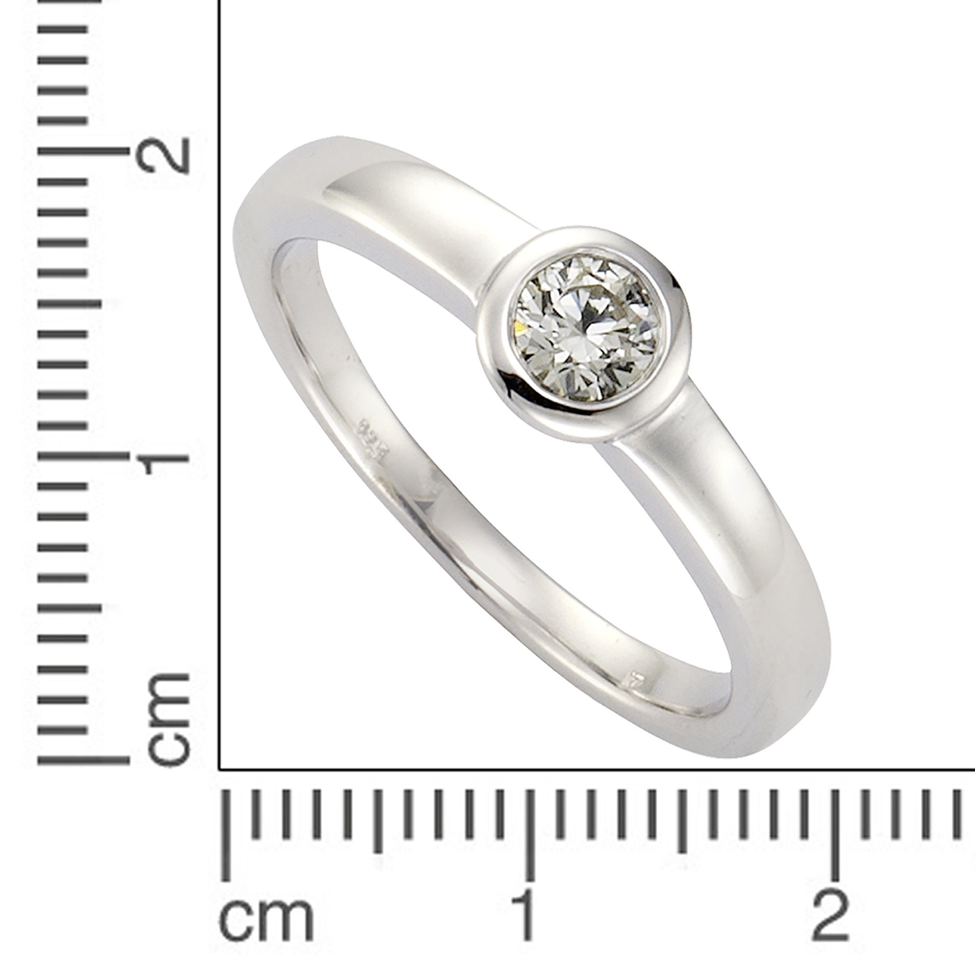 Zeeme Fingerring Silber 925 rhodiniert mit Zirkonia weiß günstig online kaufen