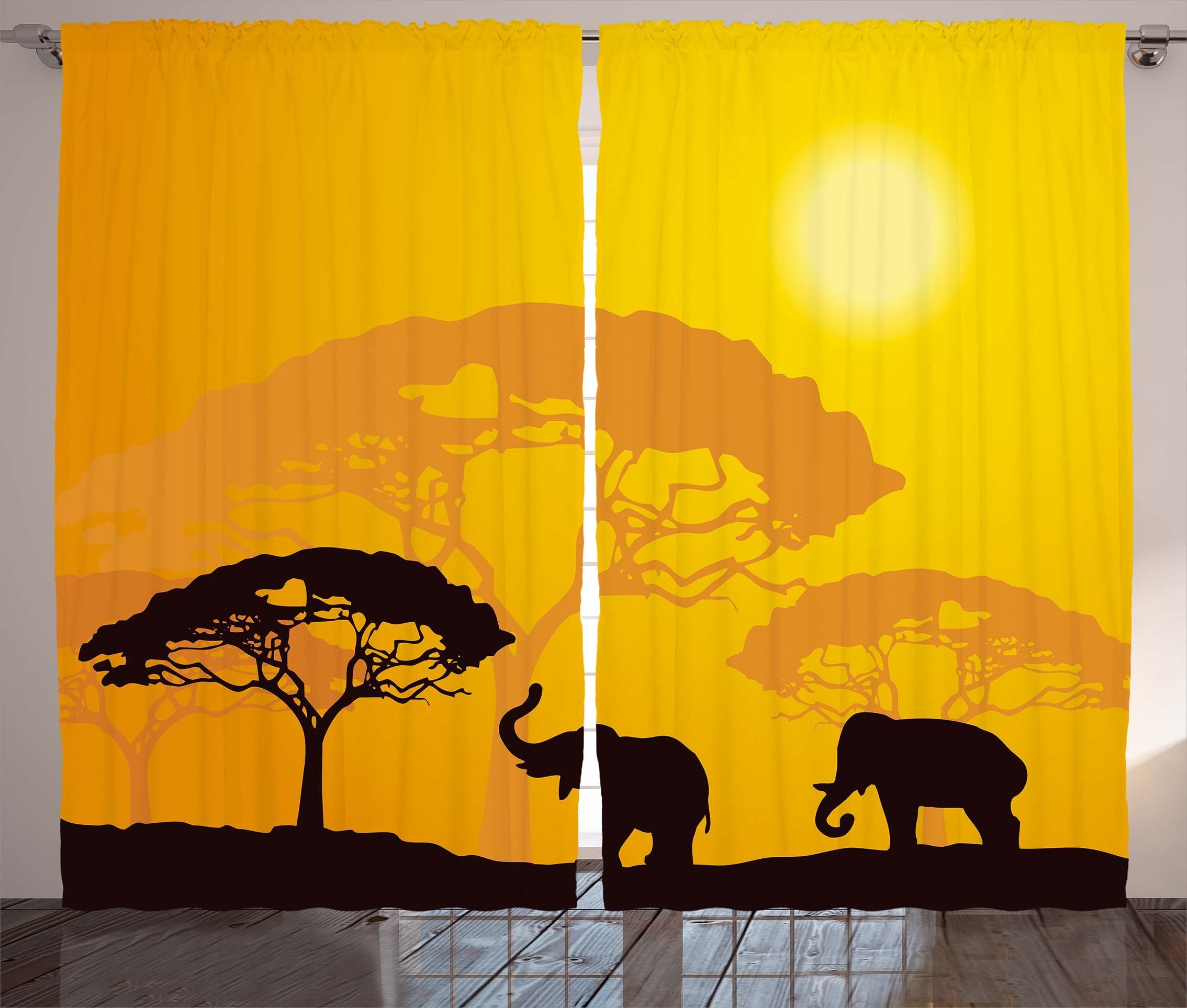 Gardine Schlafzimmer Kräuselband Vorhang mit Schlaufen und Haken, Abakuhaus, Safari Abstrakt Wildlife