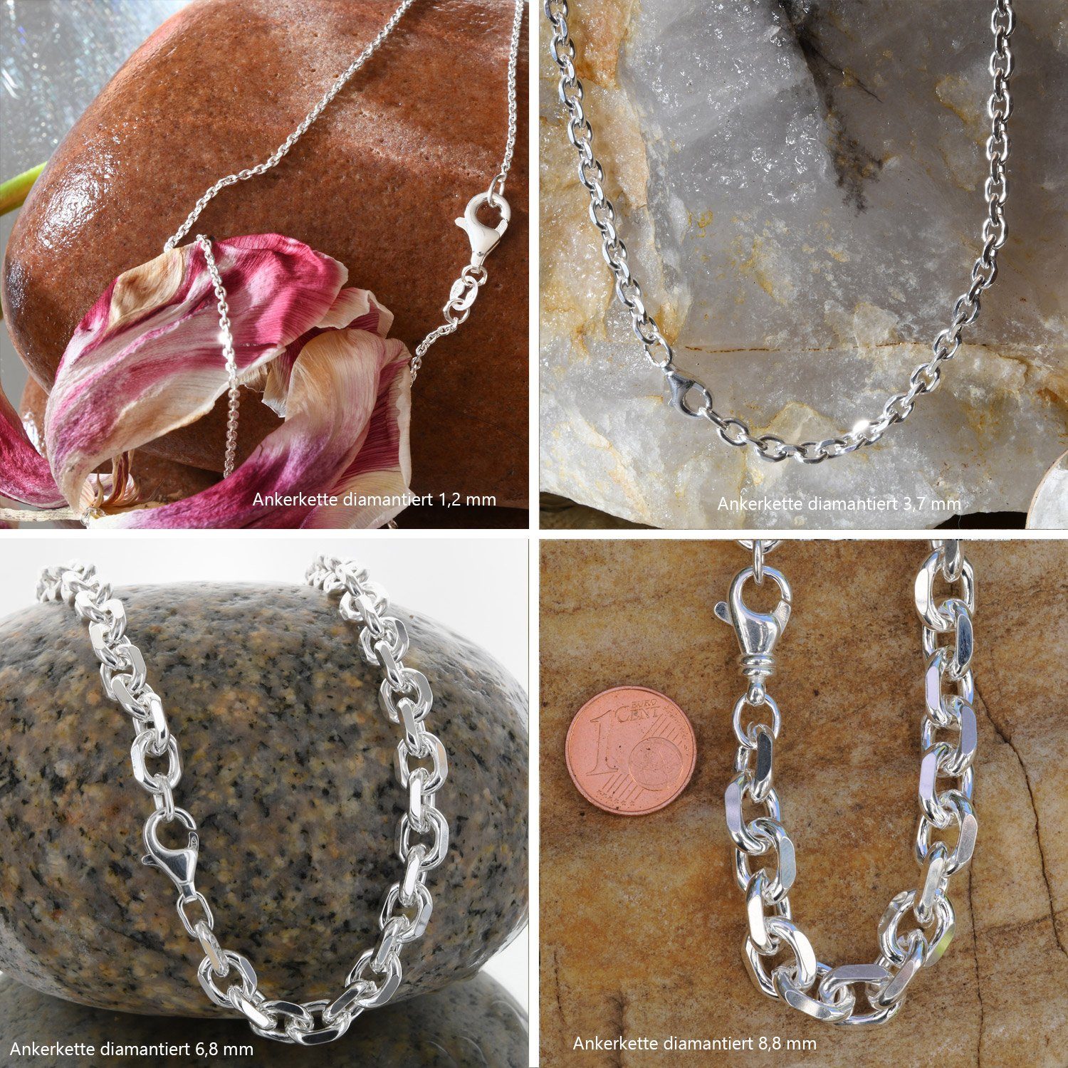 HOPLO Silberkette Ankerkette diamantiert Länge 45cm günstig online kaufen