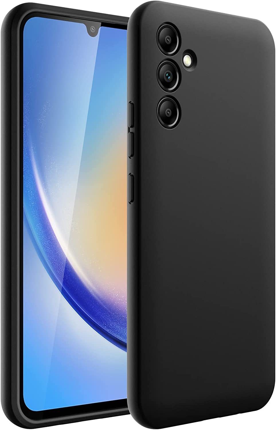 MSM Handyhülle Hülle für Samsung Galaxy A34 5G Schwarz Matt Silikon Schutz Tasche