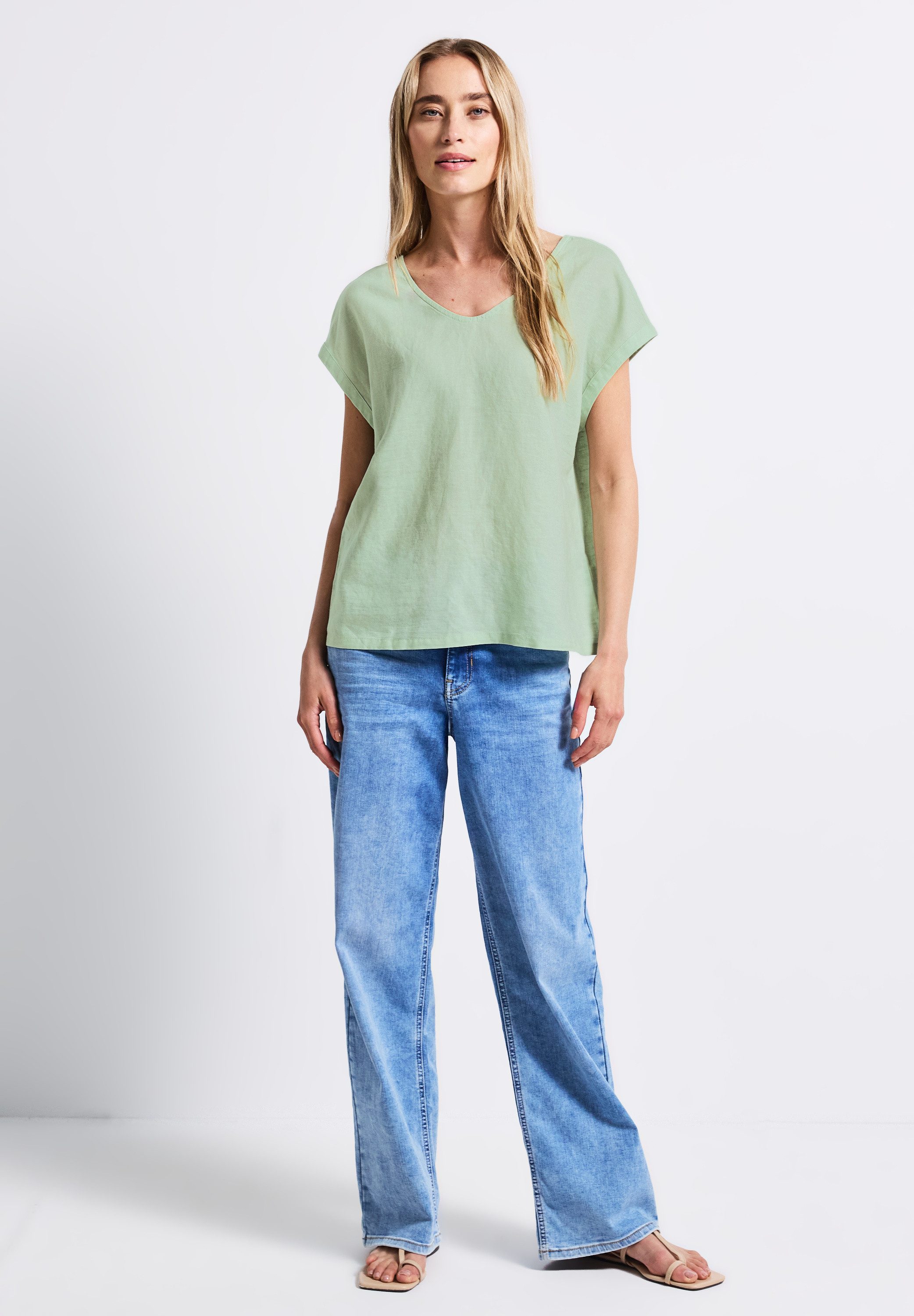 STREET ONE Shirtbluse aus elastischem Materialmix