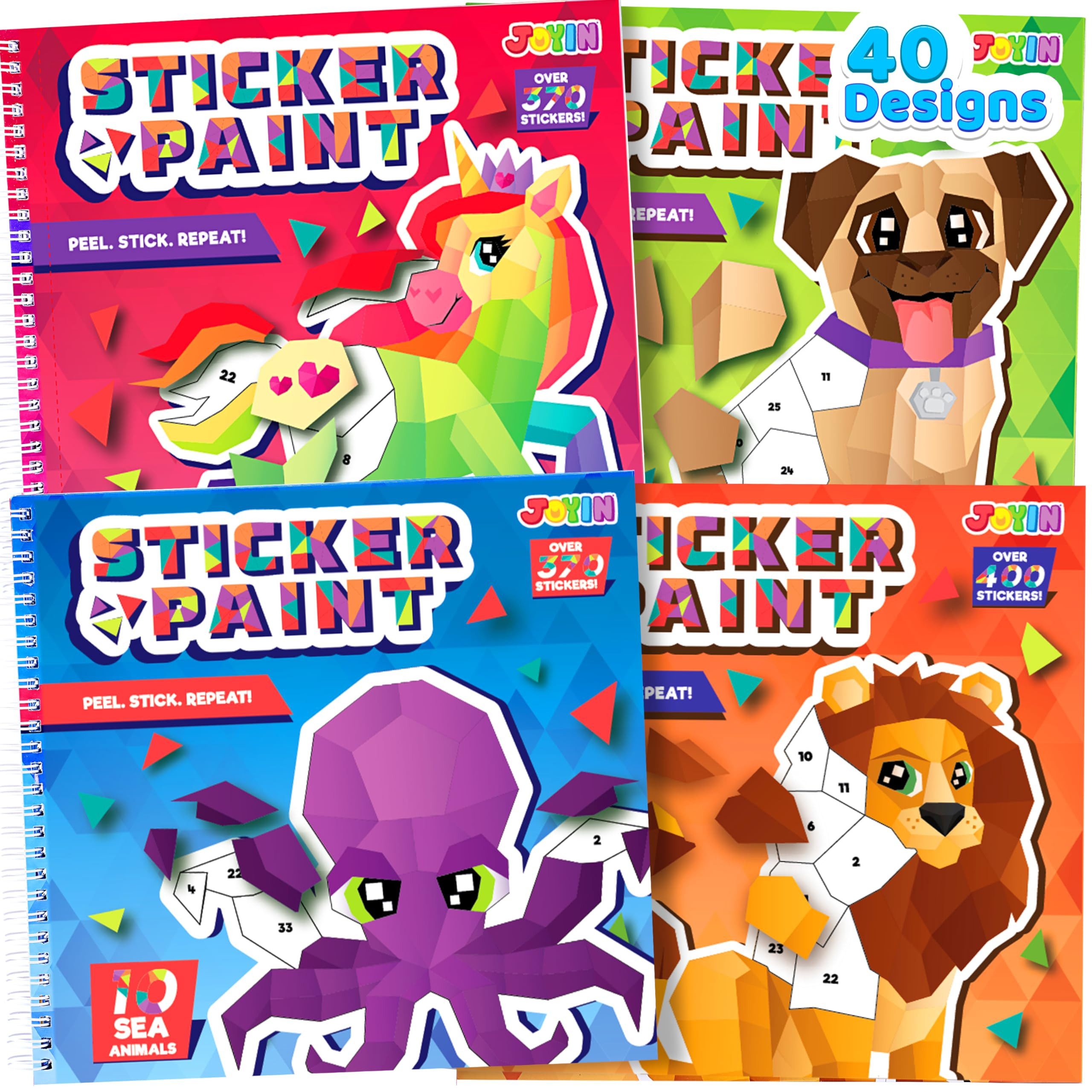 JOYIN Stickerbuch JOYIN 4er-Pack Aufkleber-Malbuch für Kinder 4-8, 40 Bilder, kreativ