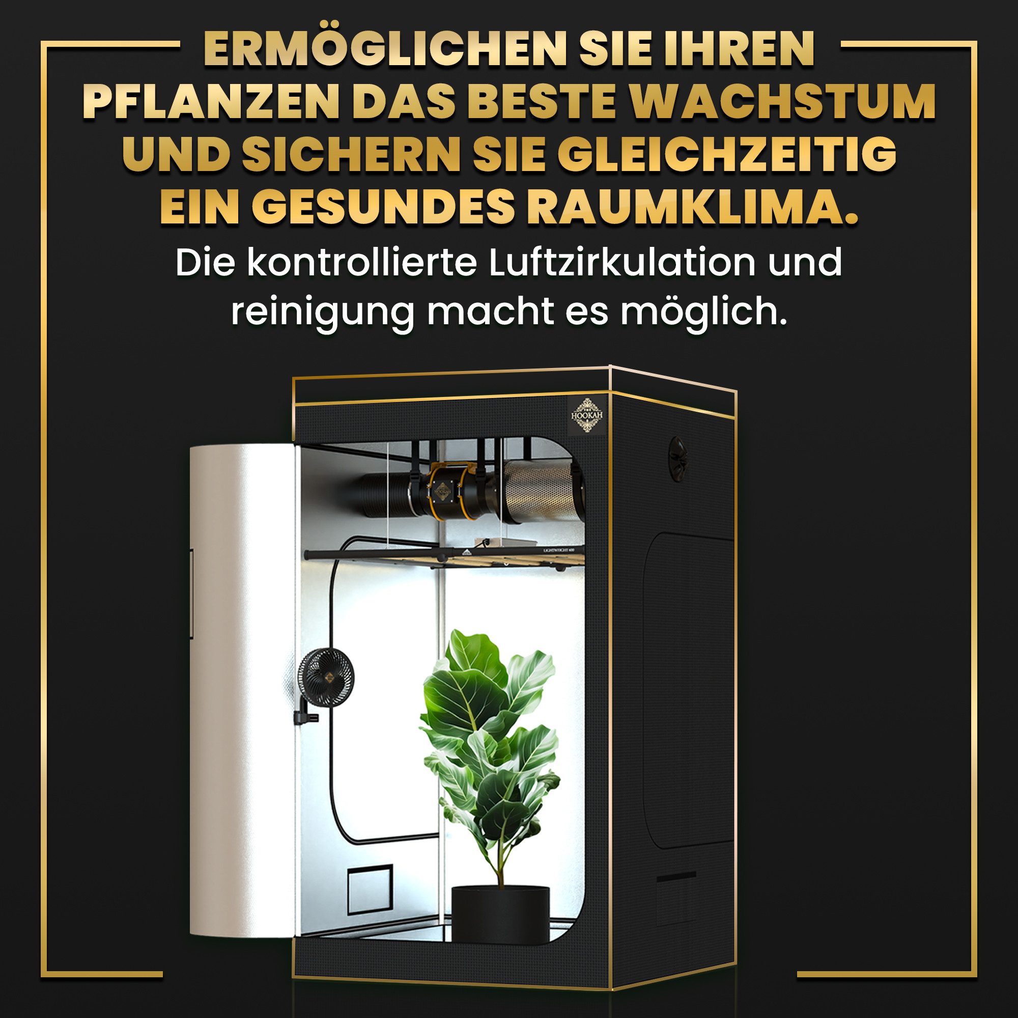 THE HOOKAH Radialventilator Rohrventilator 150 Abluft Komplettset Aktivkohlefilter Growbox Grow