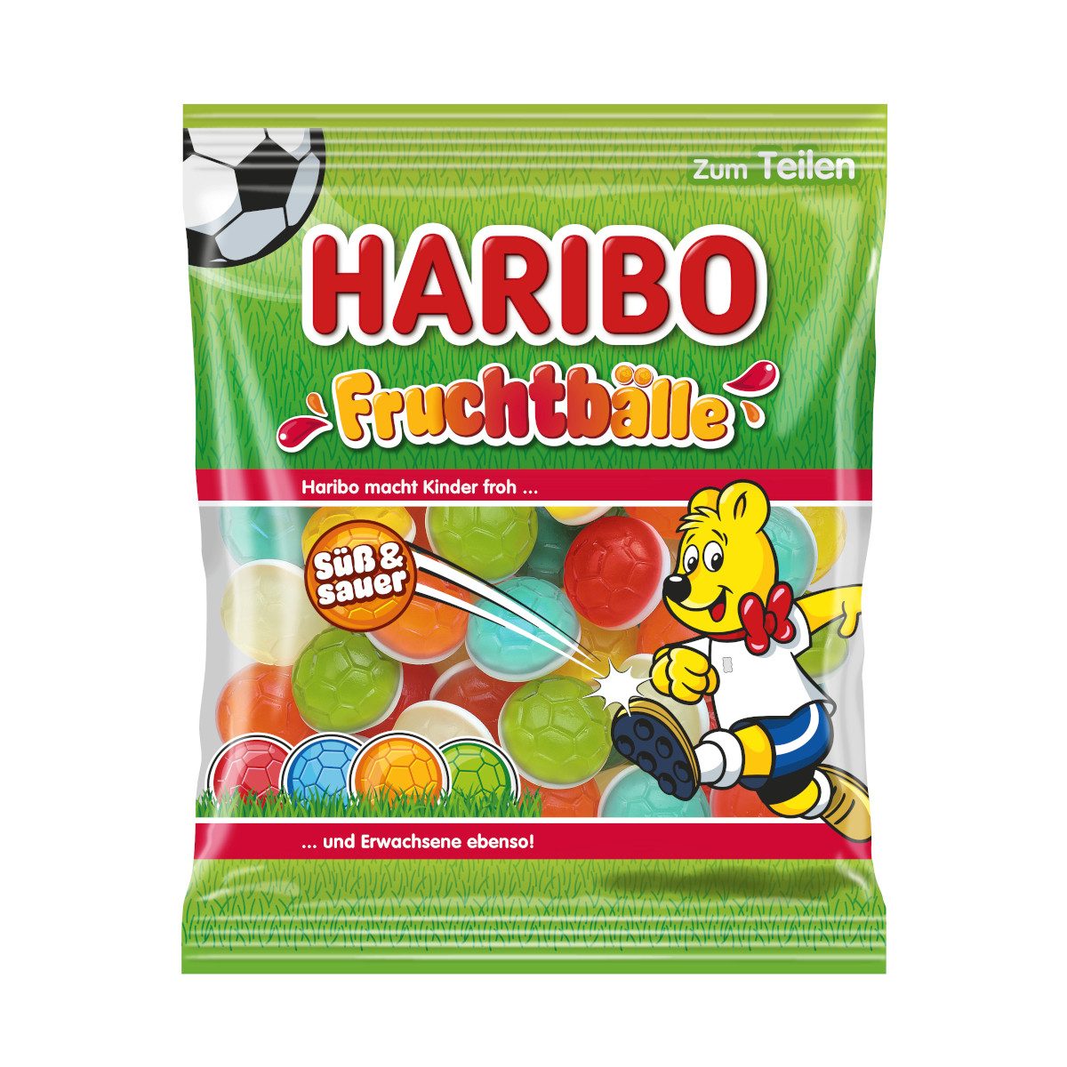HARIBO Süßigkeit, Haribo Fruchtbälle Fruchtgummi mit Schaumzucker fruchtig weich 175g