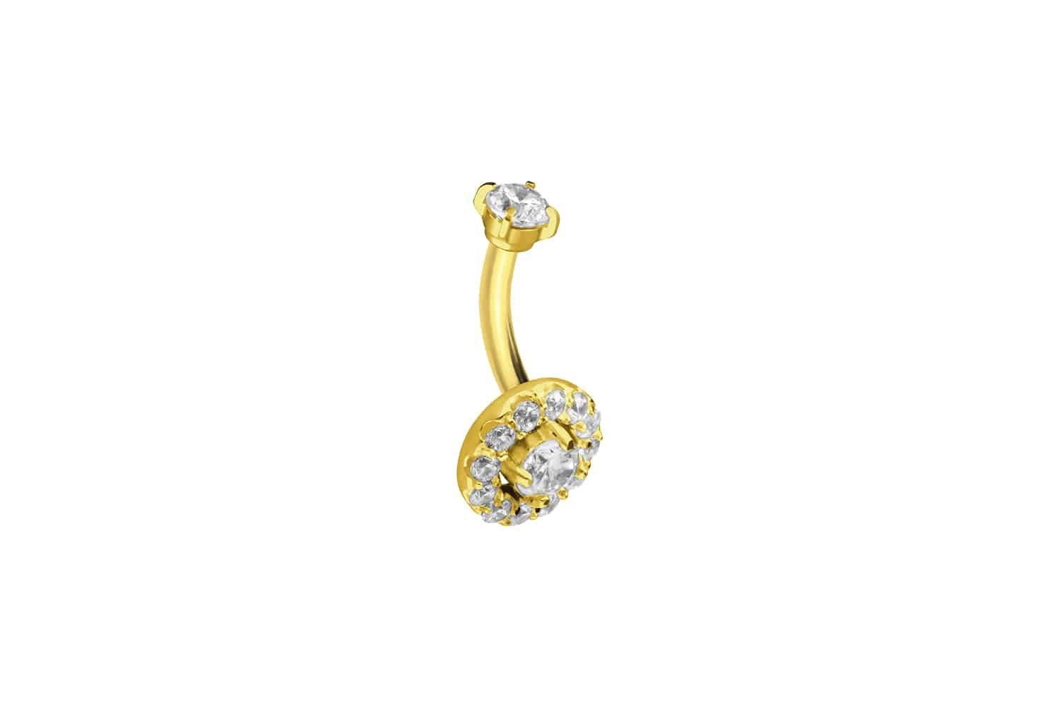 Bauchnabelpiercing Titan Banane mit Push Fit KRISTALLDISC