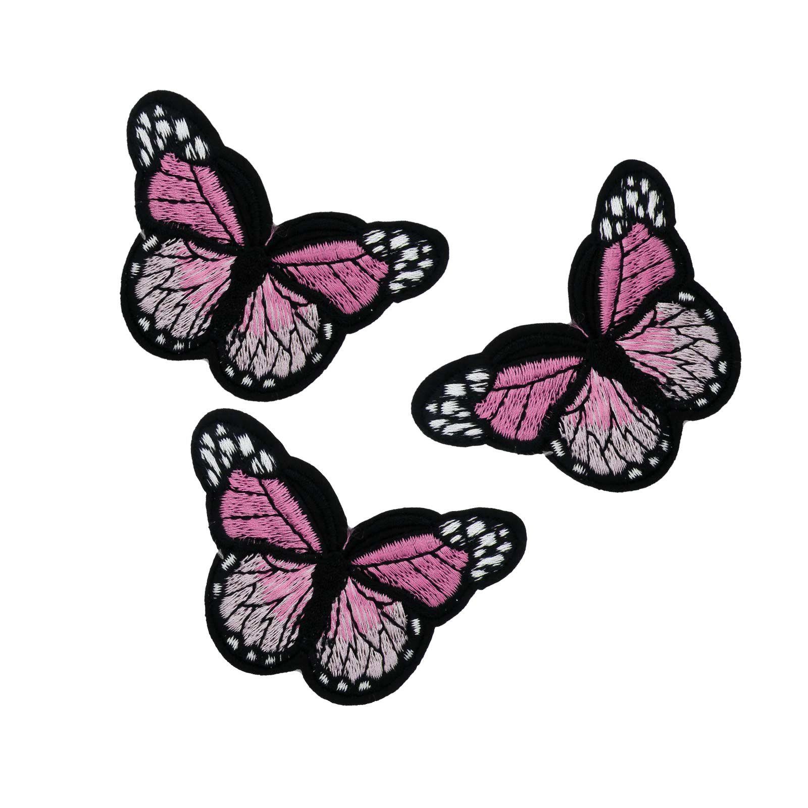 mm Polyester, 3 46 Schicht, Patchies Aufbügler rosa x Größenwahl, Farb-/ maDDma Schmetterling bestickt Polyethylen 78