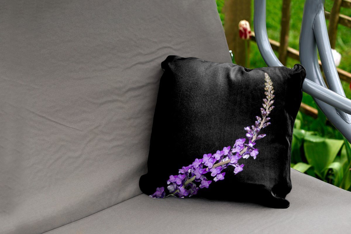 Dekokissen, lila Outdoor Einzelner schwarzem Kissenhülle, auf Kissenbezüge, Dekokissen Dekokissenbezug, MuchoWow Hintergrund, Lavendel