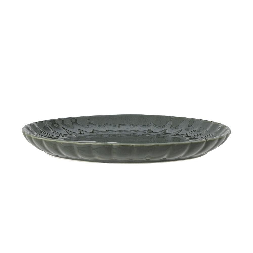 Bloomingville Speiseteller Latina Teller, Dunkelgrün, Steingut, Speiseteller, dänisches Design, Keramikteller, Frühstücksteller, Naturglasur, Skandinavisch, Unikat