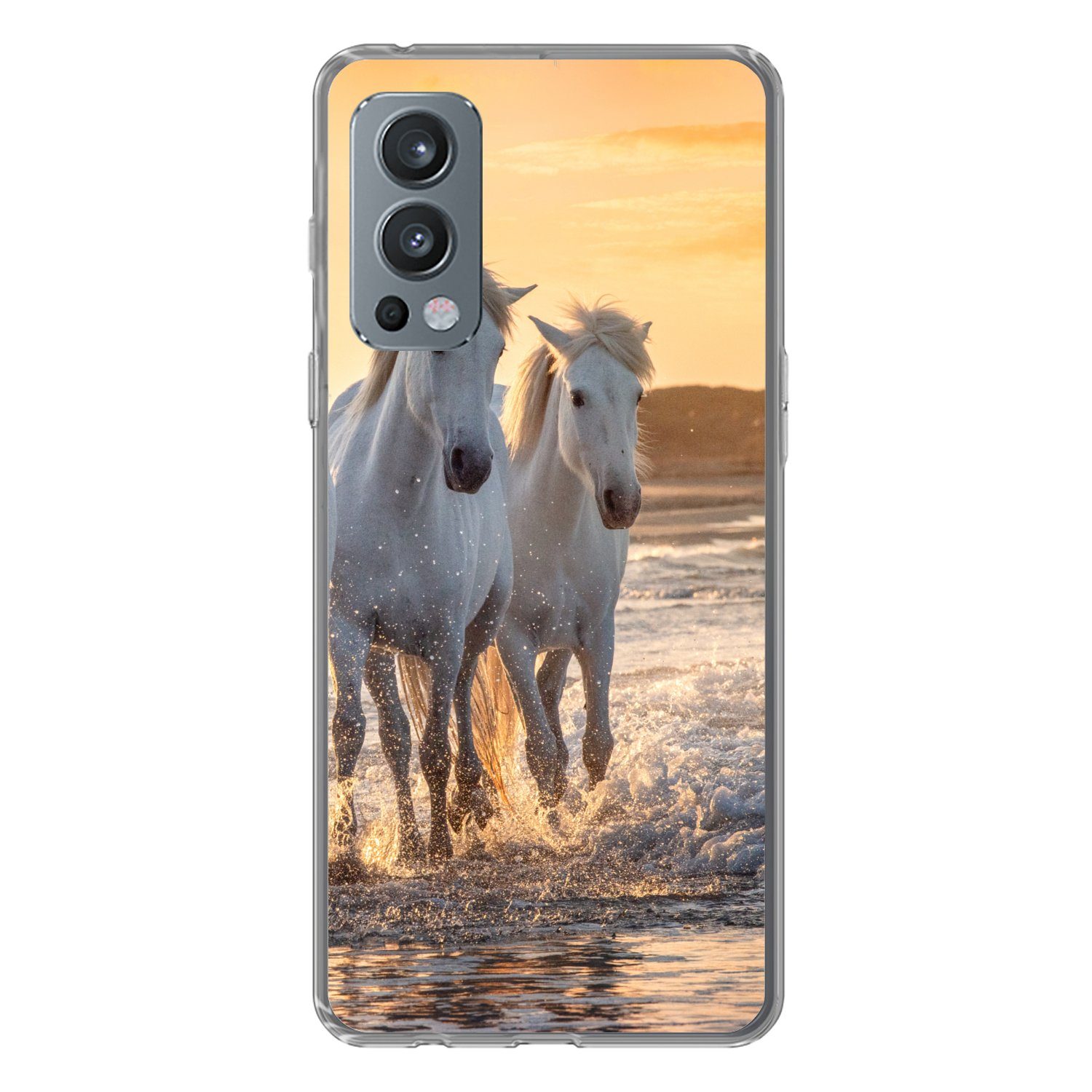 MuchoWow Handyhülle für OnePlus Nord 2 5G Pferde - Wasser - Strand - Tiere, Phone Case, Silikon, Schutzhülle Dünn