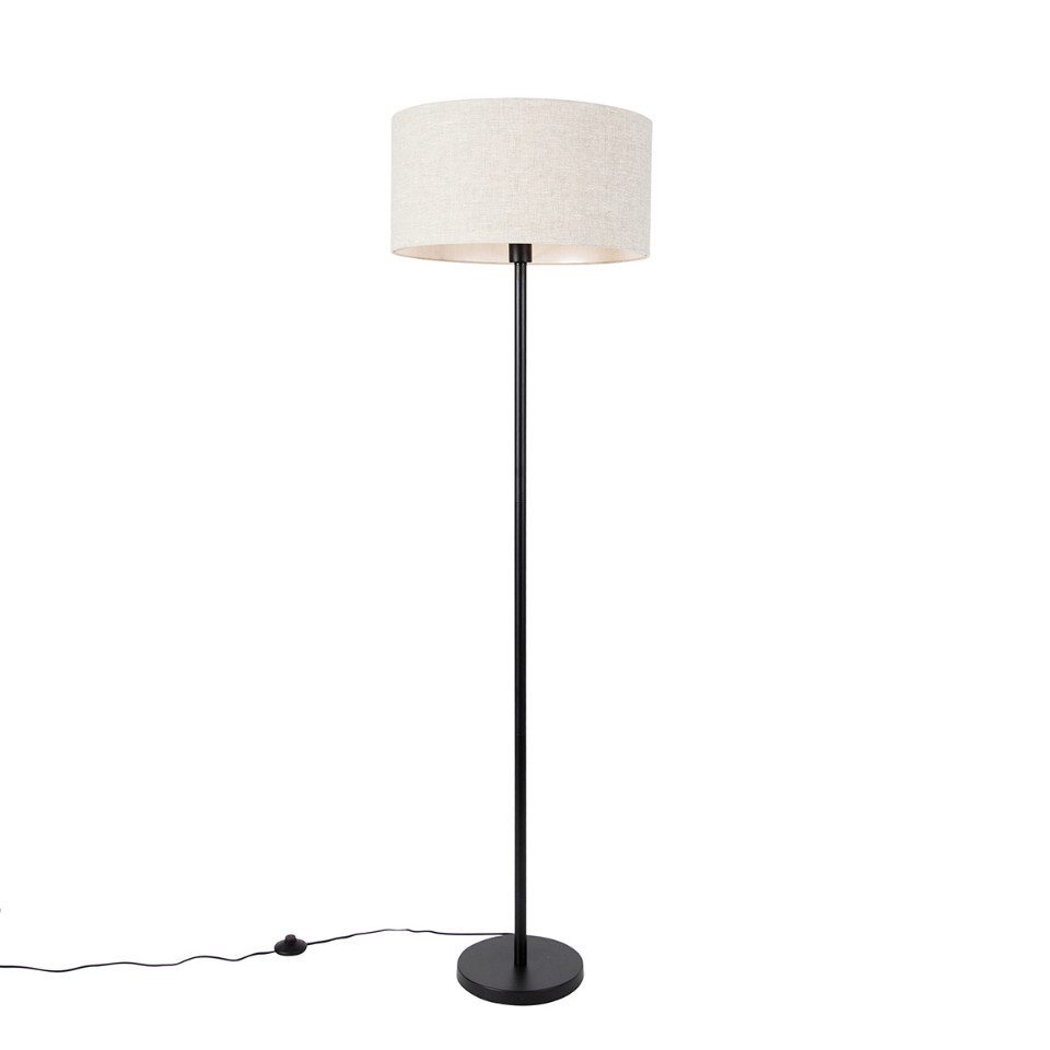 Qazqa Stehlampe Simplo stof, ohne Leuchtmittel, E27, Schwarz, Modern, Stahl günstig online kaufen