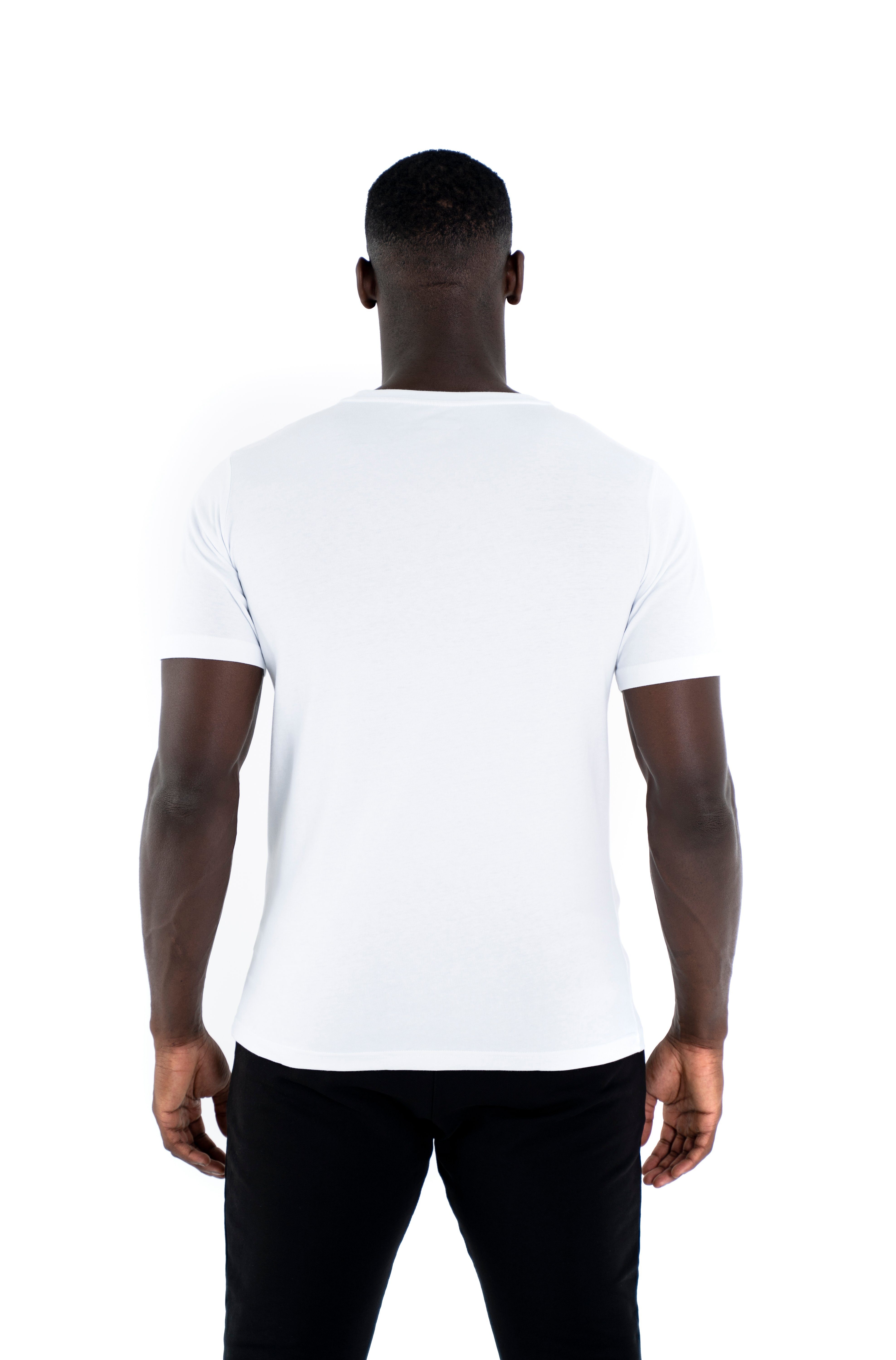 T-Shirt Sportwear Baumwoll Cotton 100% Modern C-Neck Shirt Rundhalsausschnitt, weiß Universum