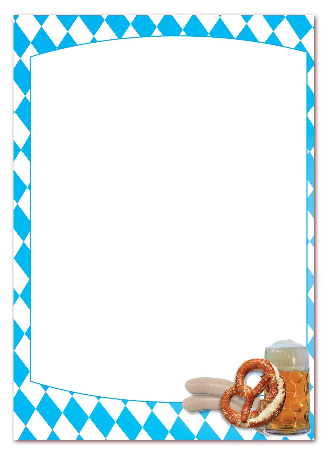 LYSCO Briefpapier Motivpapier Oktoberfest-bayrische Art (Bayern-5175), DIN A4, Rauten mit Weißwurst, Brezel und Maß Bier, DIN A4 einseitig bedruckt
