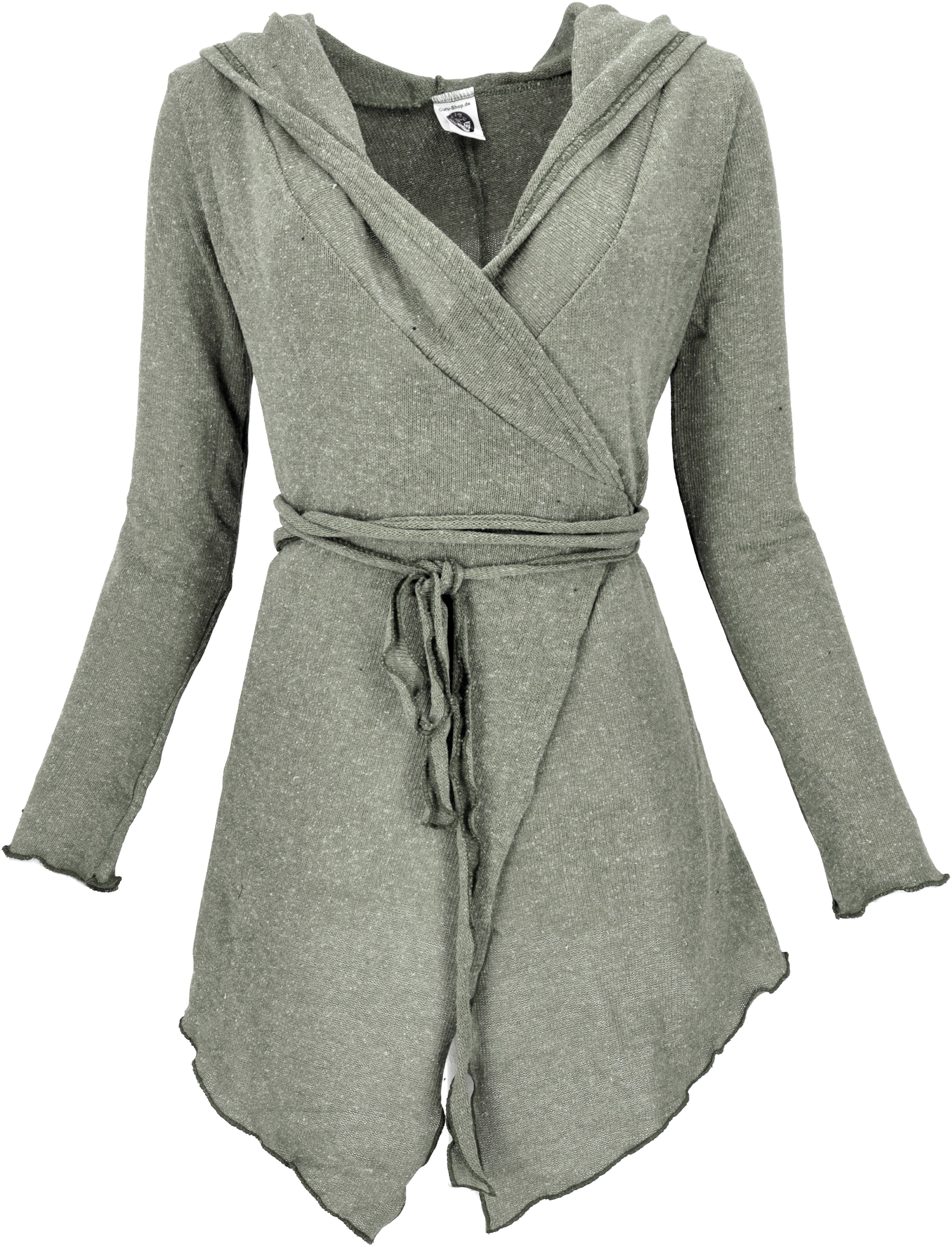 Guru-Shop Langjacke Pixi Wickel-Strickjacke - khaki günstig online kaufen