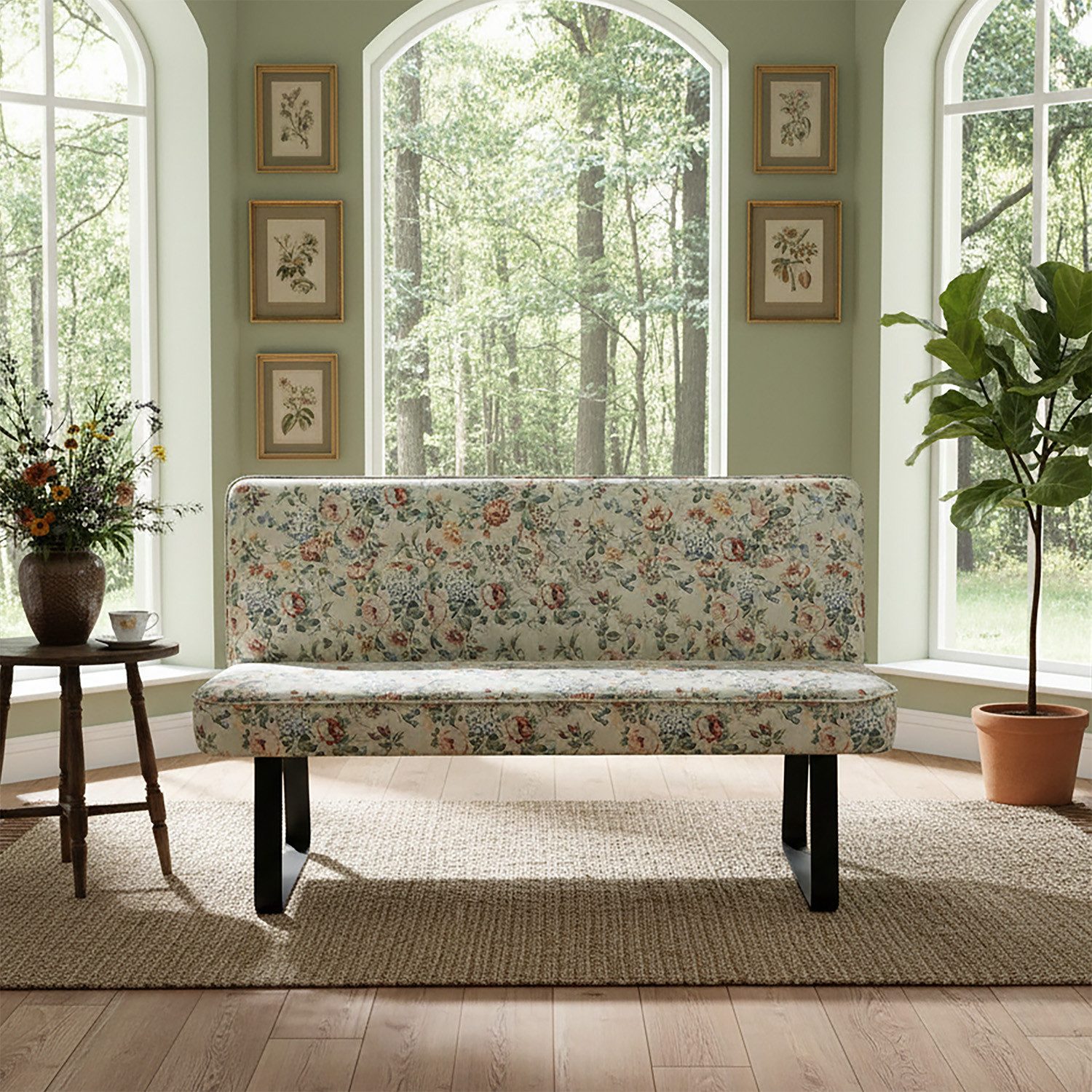 DUBI Möbel Essbank Emilia, Federkernbox gepolstert, mit Rückenlehne, 140/160cm, Metallgestell