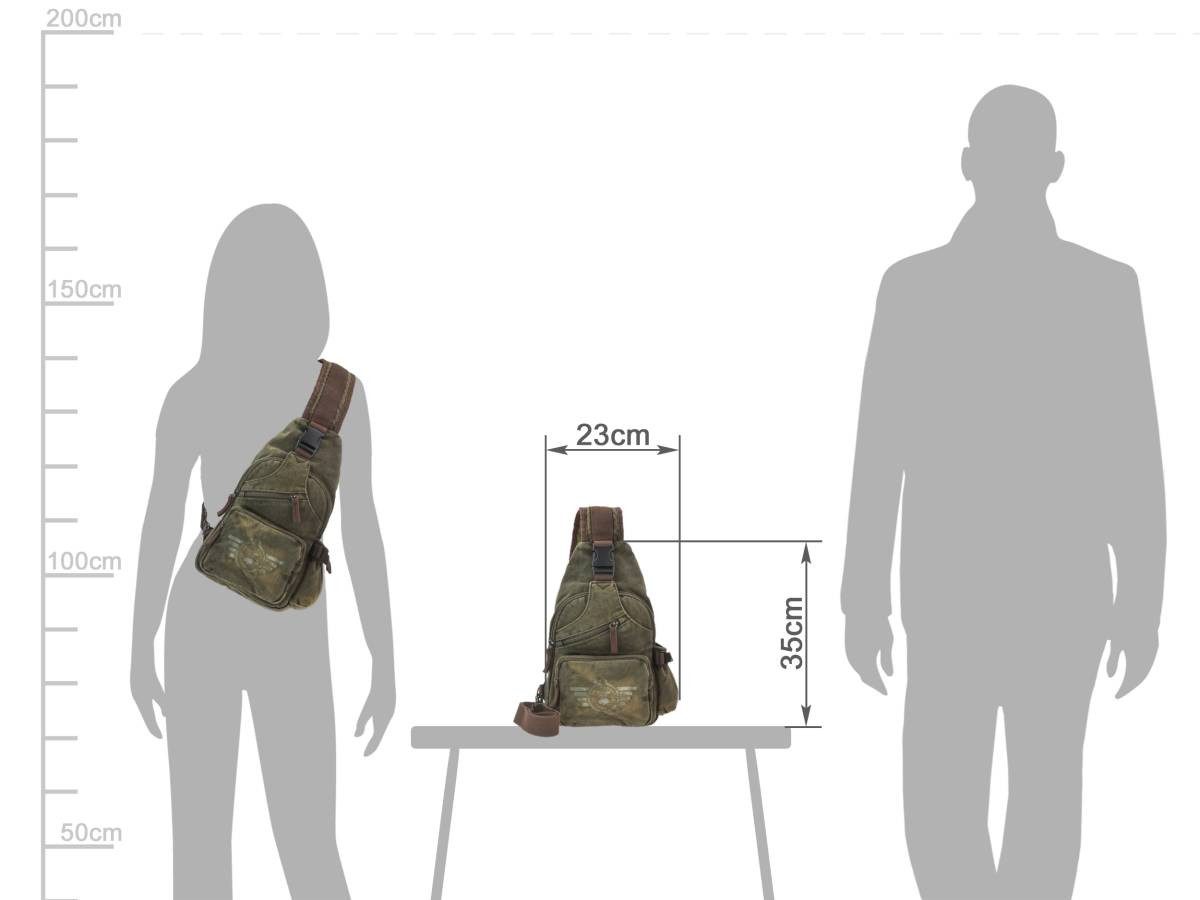 Greenburry Umhängetasche "Aviator" Canvas Crossbag 23x35cm khaki, Crossbody günstig online kaufen