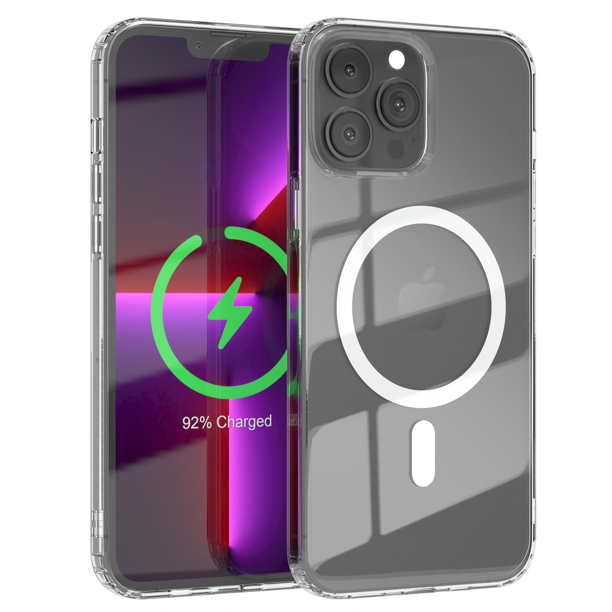 EAZY CASE Handyhülle Transparente Hülle mit MagSafe iPhone 13 Pro Max 6,7 Zoll, Back Cover, Bumper Case, Handy Schutzhülle Kameraschutz, Durchsichtig