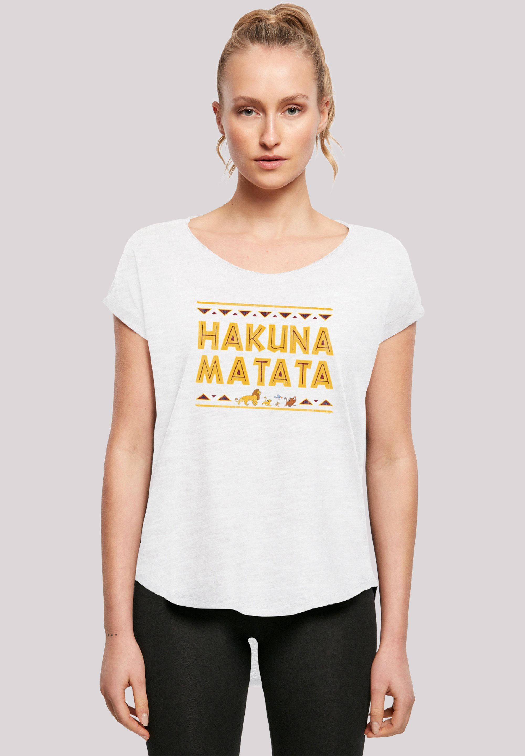 T-Shirt geschnittenes König Hakuna Print, F4NT4STIC Hinten der lang T-Shirt Löwen extra Damen Matata