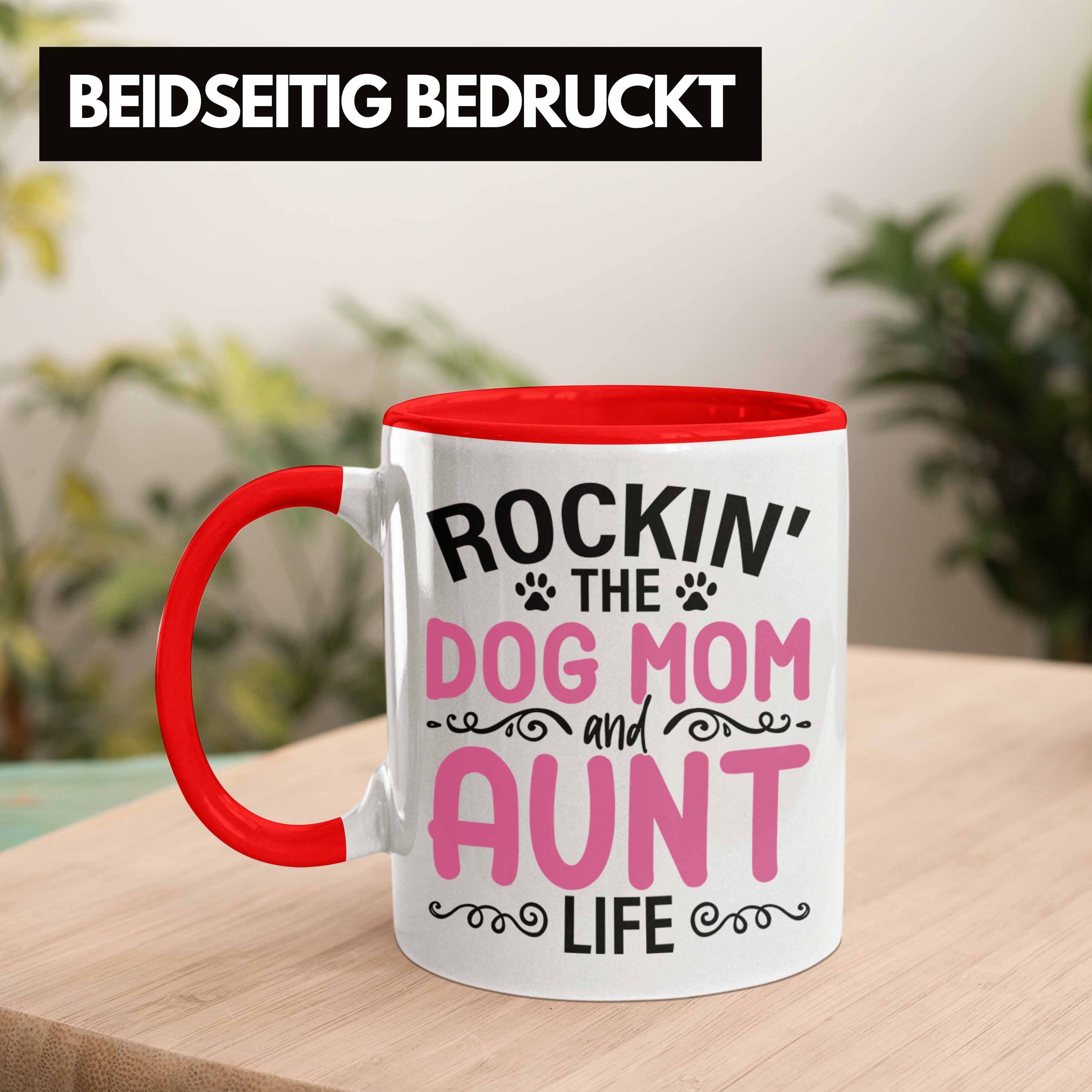 Trendation Tasse Trendation Tasse Geschenkidee Mutter Hundemama Tante Rot Hunde Geschenk - Beste Tante Lustig