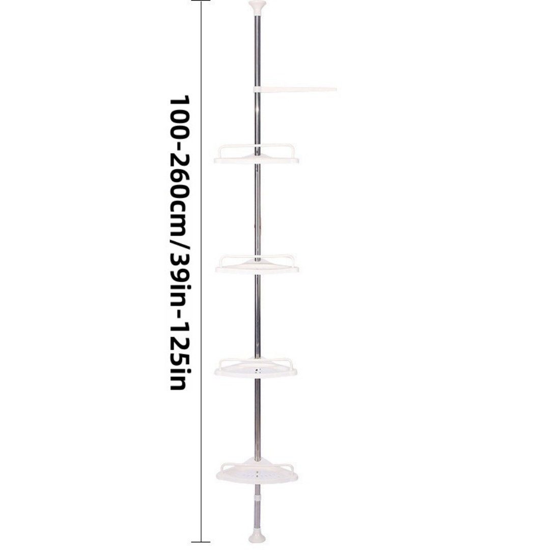 Kityhome Duschablage Höhenverstellbarer Eck-Duschregaler bis zur Decke-4 Etagen Organizer, platzsparendes eck-design, bohrfreie spannstangen-montage
