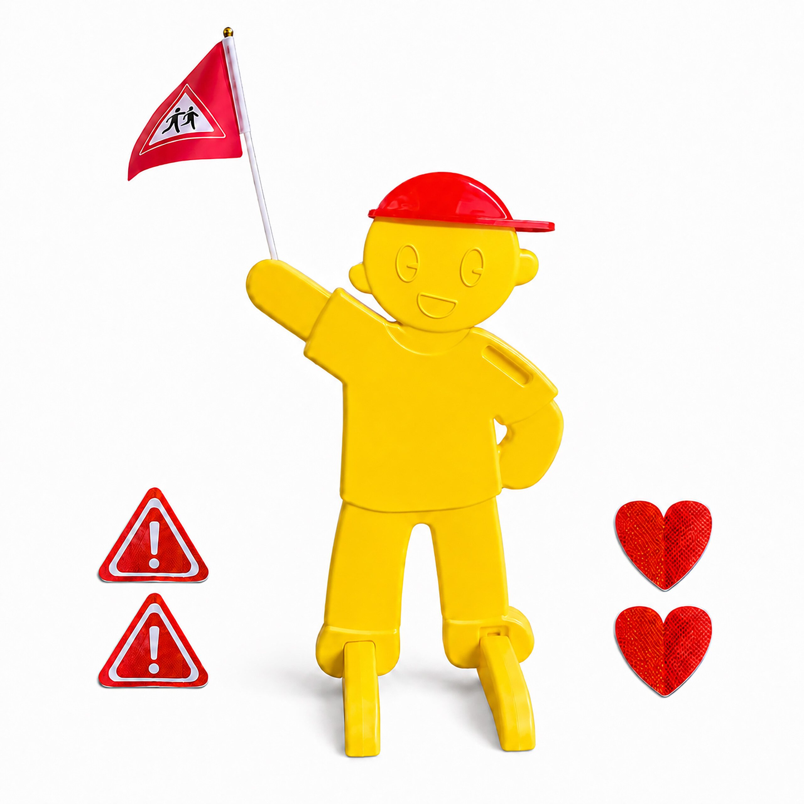 relaxdays Warnschild Warnfigur Kinder mit Fahne, (1 St), gelb