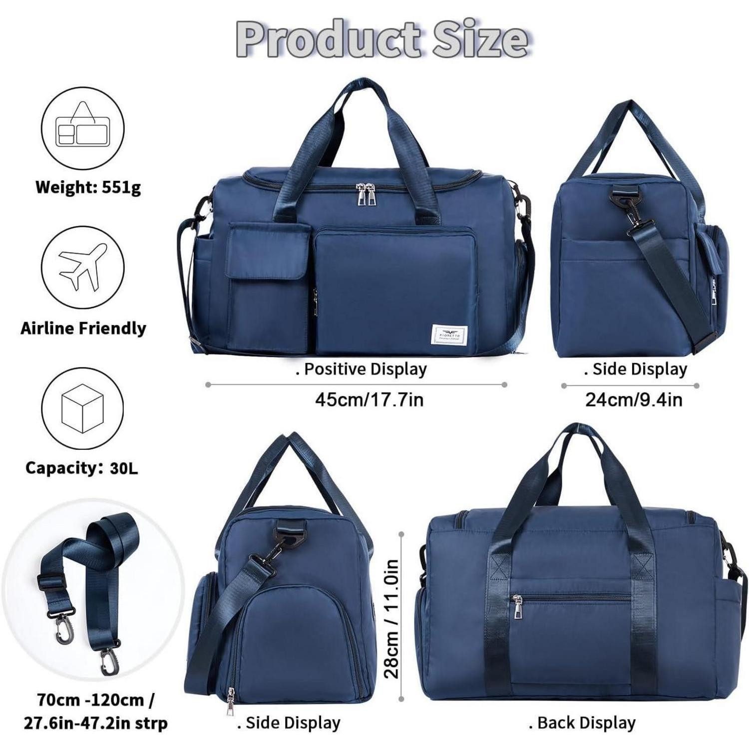 LuxusKollektion Sporttasche 35L Damen Sporttasche Faltbare Reisetasche mit Schuhfach Nassfach