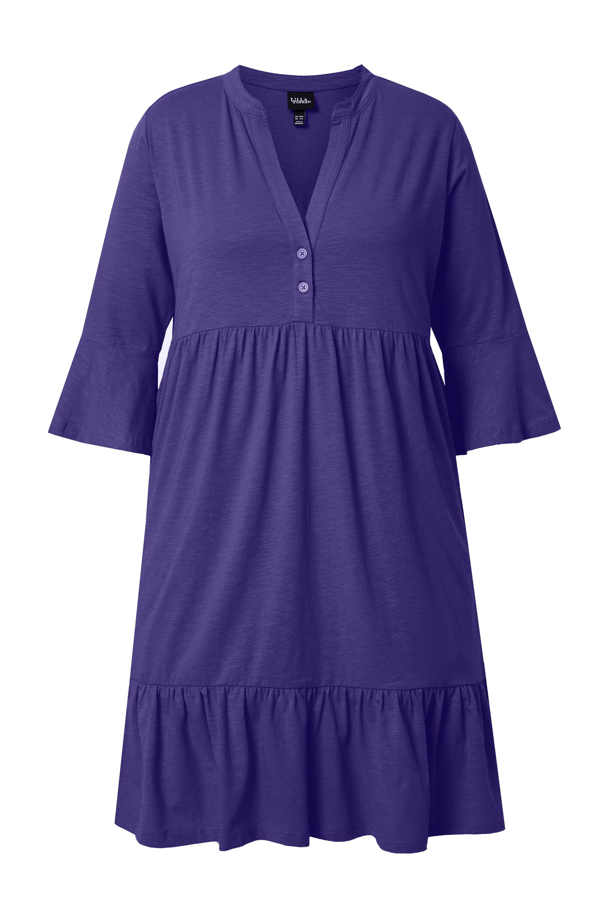 Jerseykleid Jerseykleid A-Linie Tunika-Ausschnitt 3/4-Arm