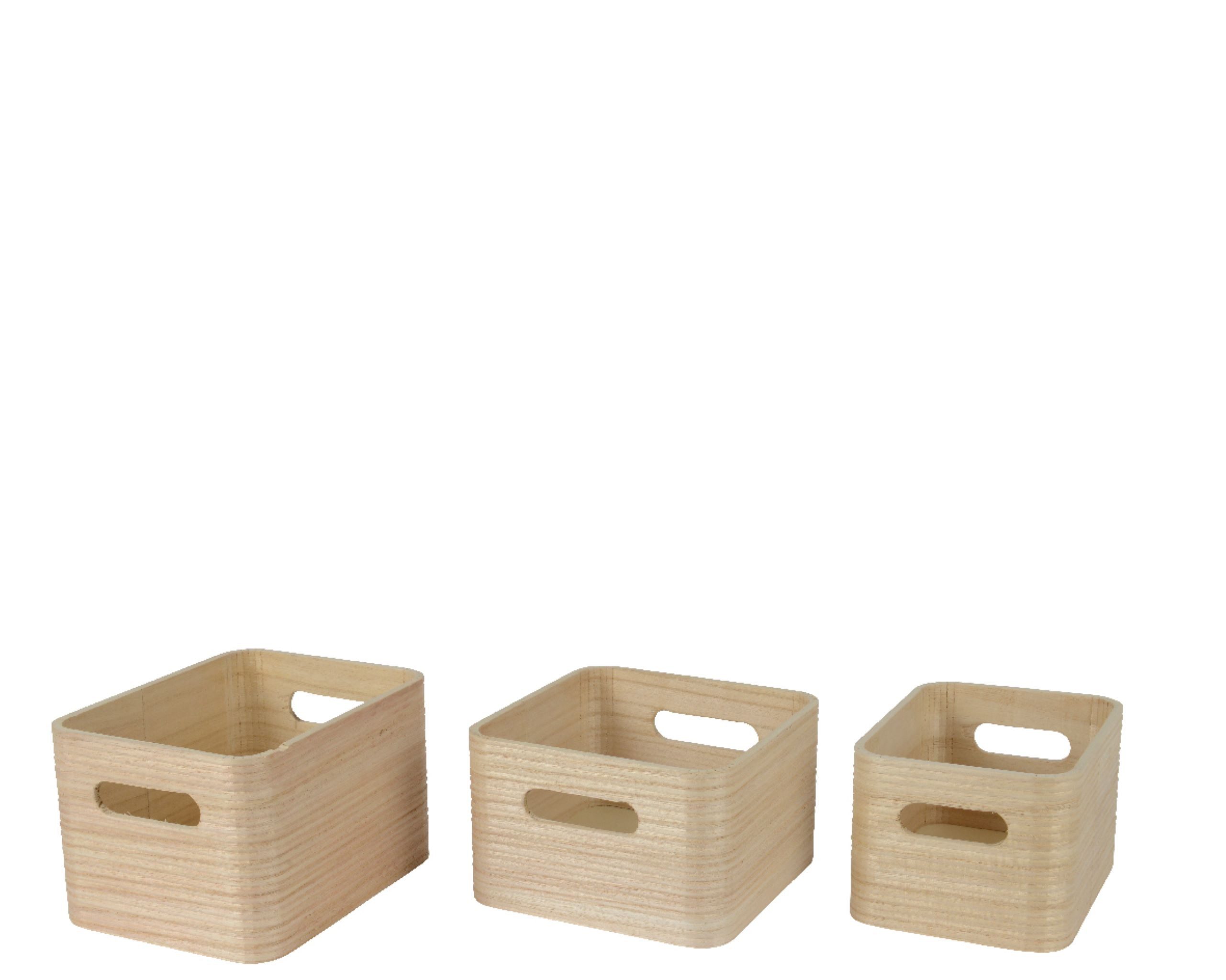 Kaemingk Dekokiste, Aufbewahrungsbox 9-11cm Holz 3er Set Natur / Braun